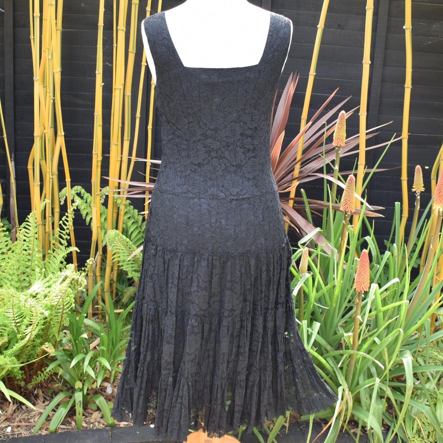 Vintage 1980s Lace Dress -Black - Size 12 by Pineapple Retro