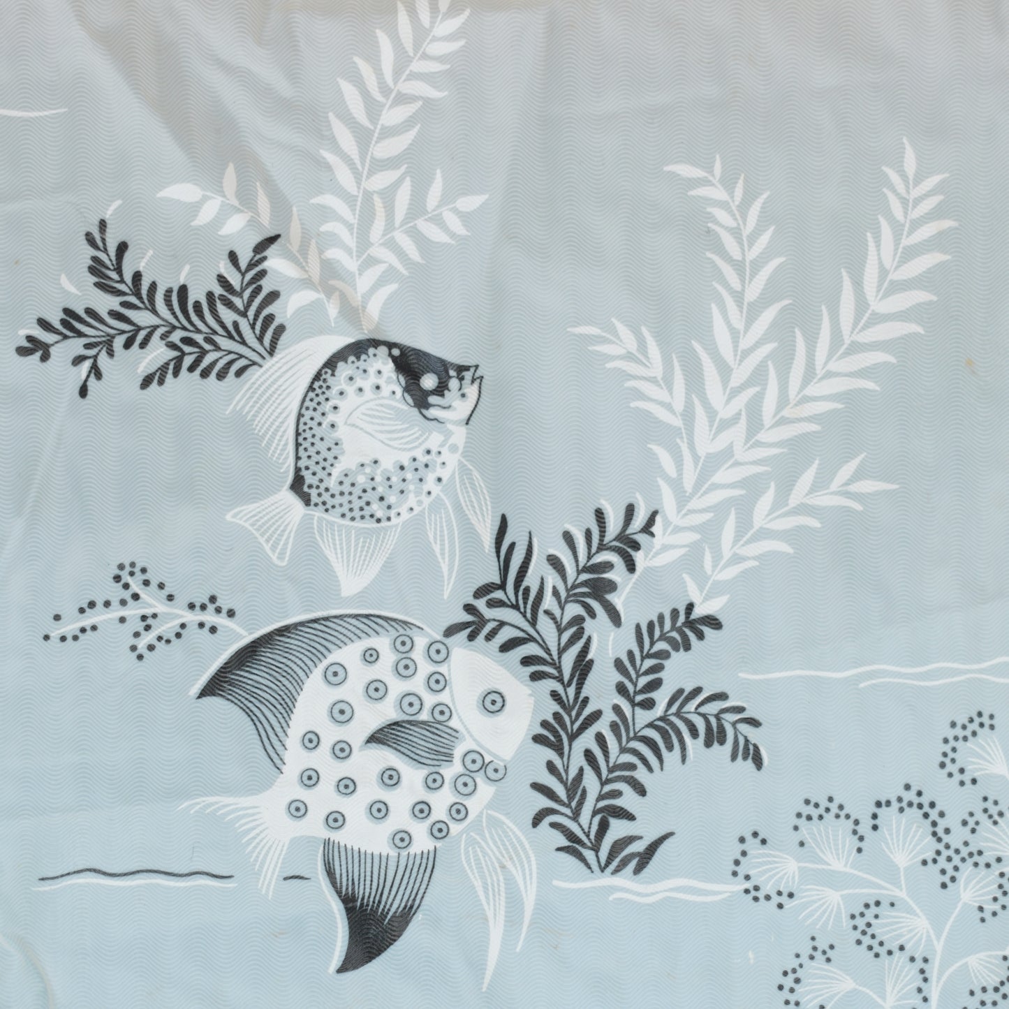 Vintage 1950s Plastic Bathroom Curtain - Fish