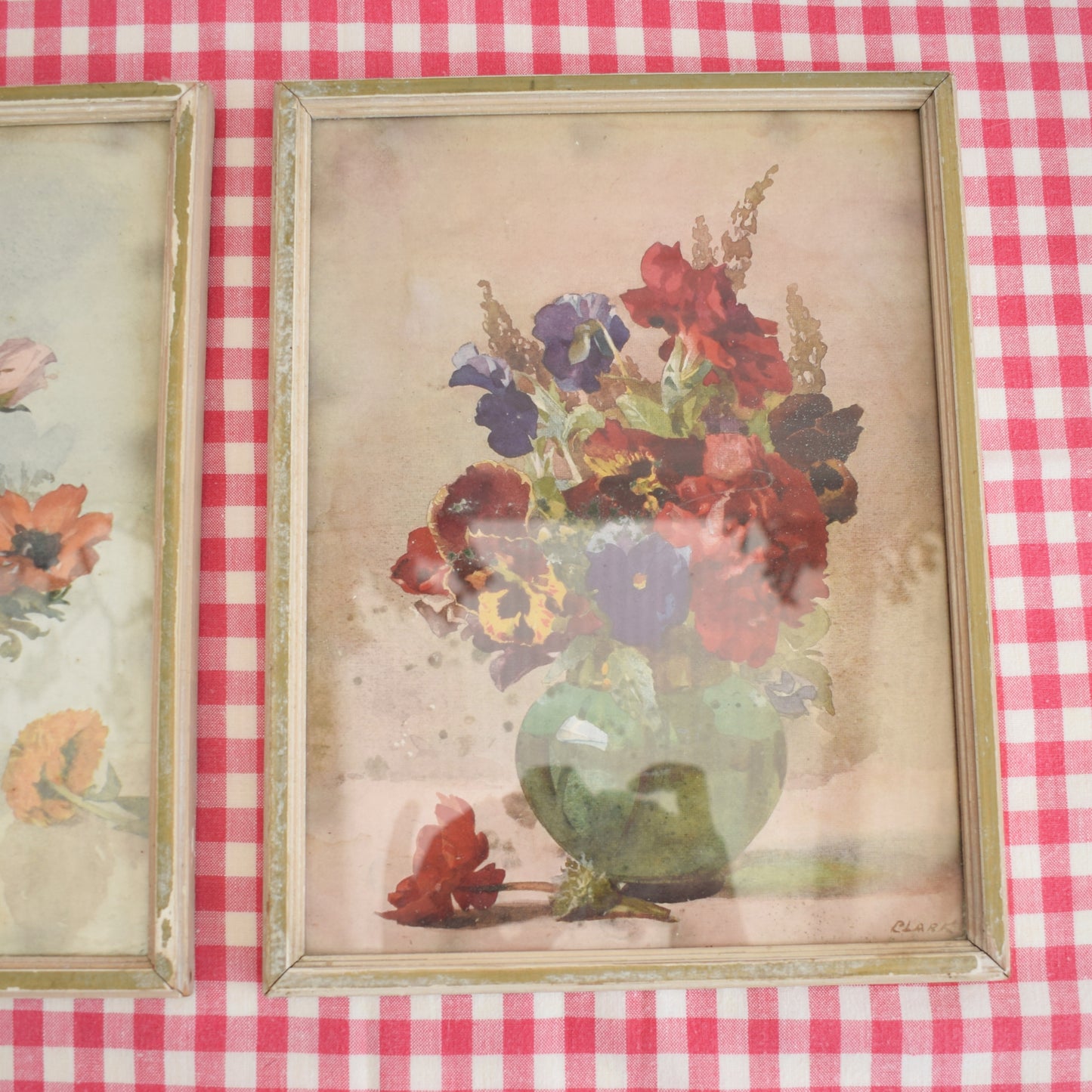 Vintage 1940s Pair of Floral Pictures - Pretty by Pineapple Retro