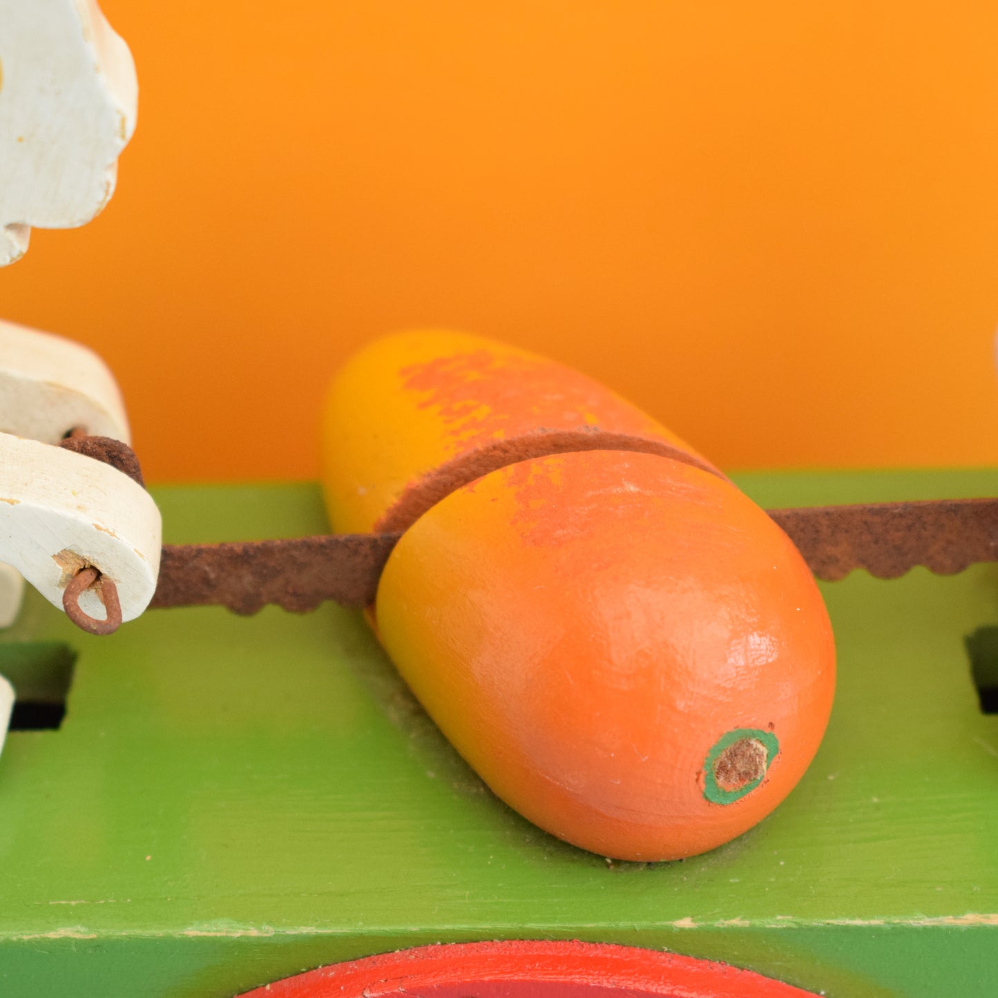 Vintage 1960s Wooden Wind Up Rabbit Toy