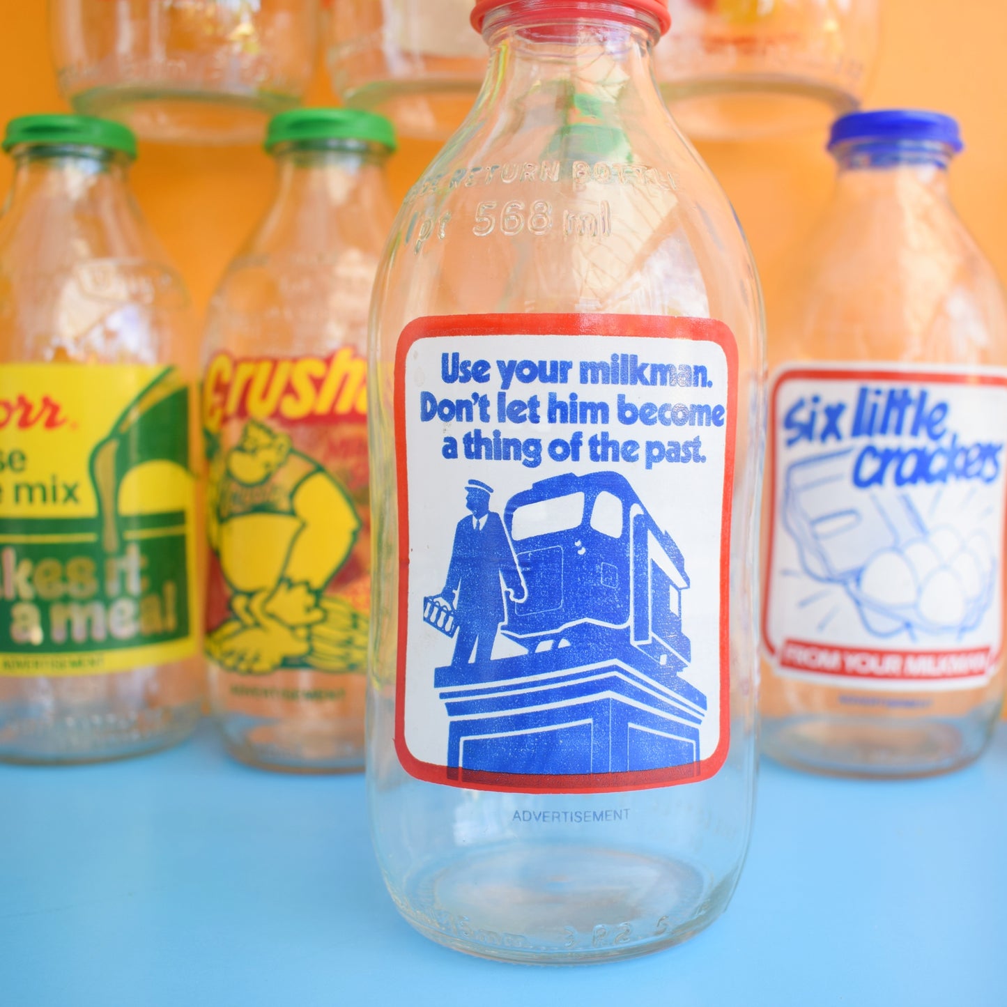 Vintage 1980s Glass Milk Bottles - Reusable