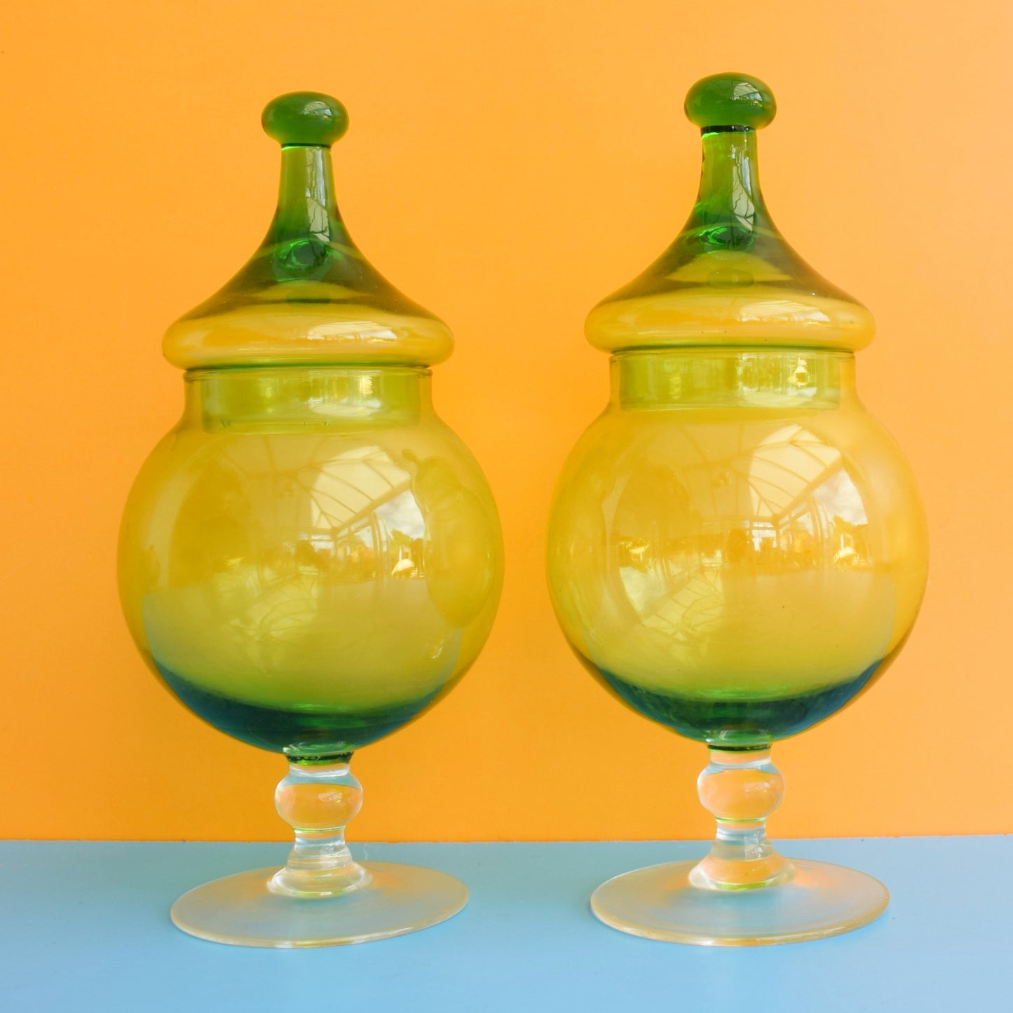 Vintage 1960s Glass Candy Jars - Grass Green by Pineapple Retro