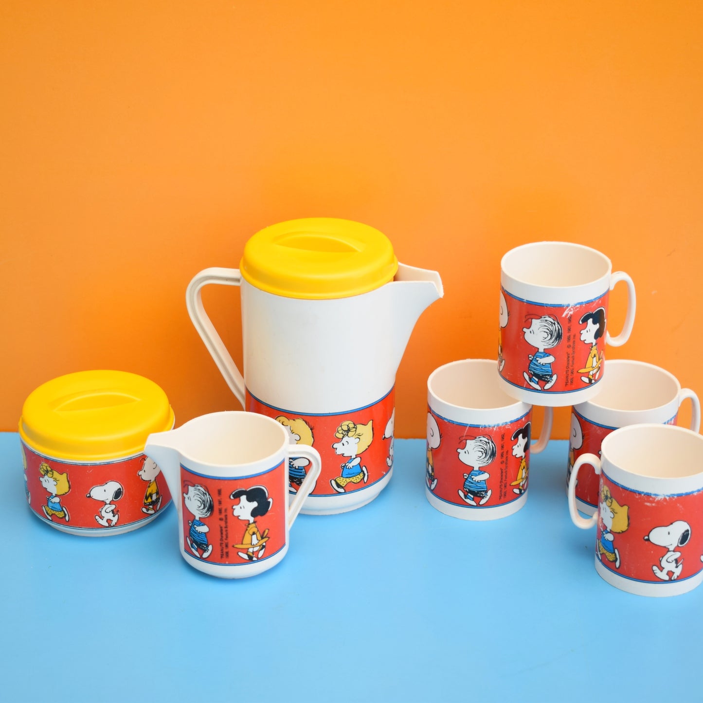 Vintage 1960s Plastic Childs Coffee Set - Snoopy by Vintage