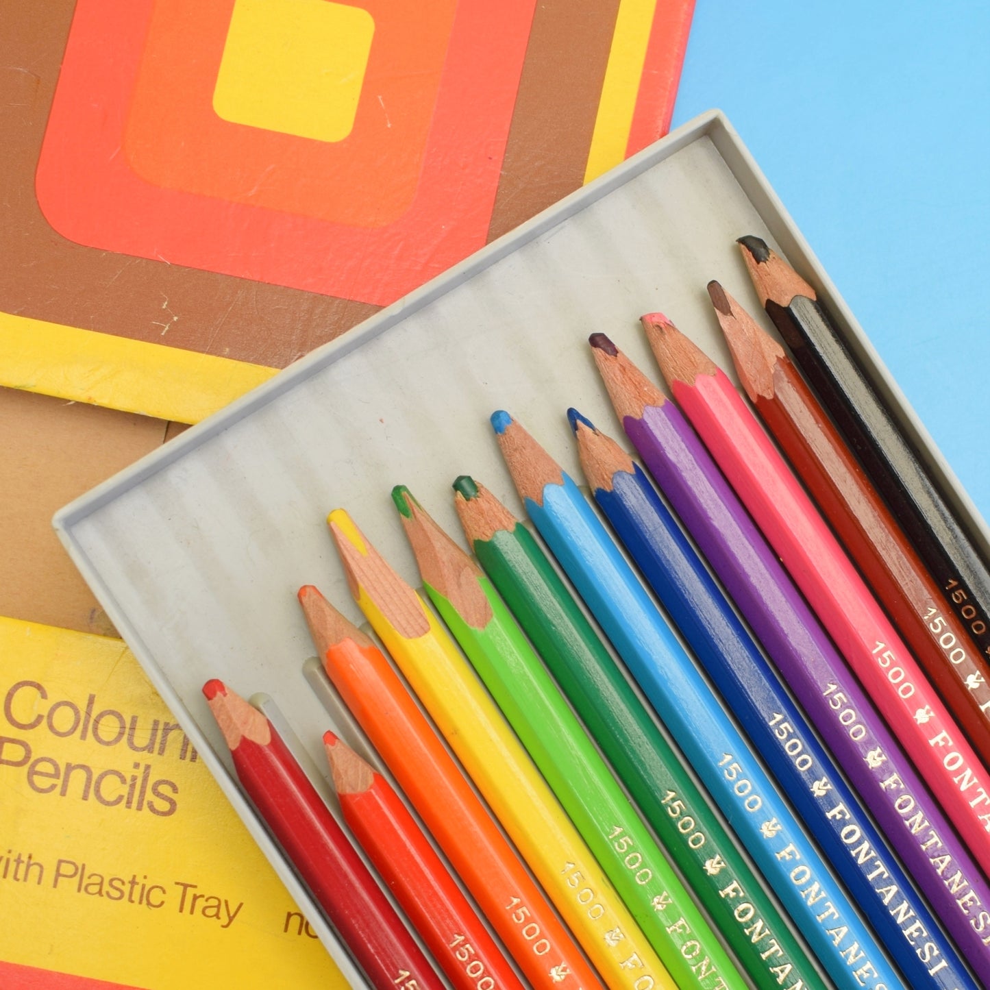 Vintage 1970s Italian Pencils / Colgate Pencil Box