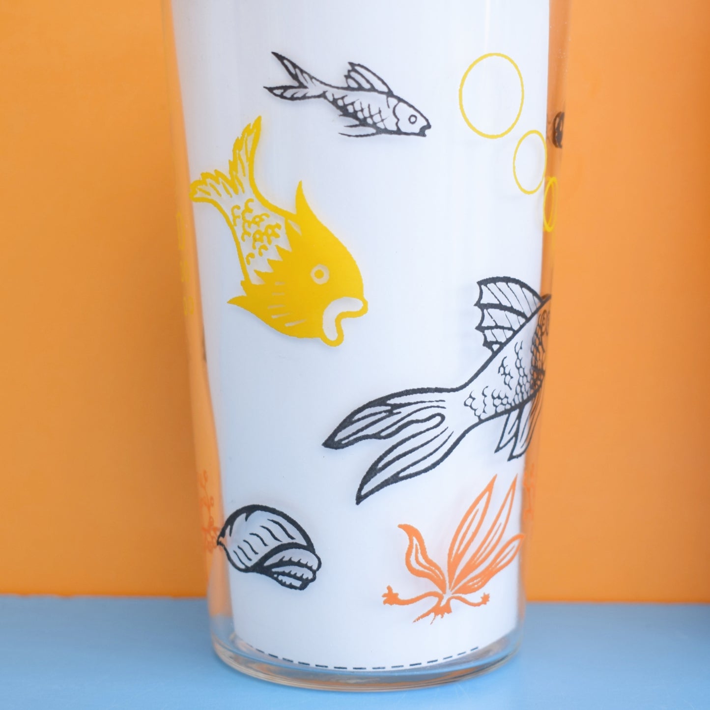 Vintage 1950s Drinking Glasses x2 - Fish Design by Vintage