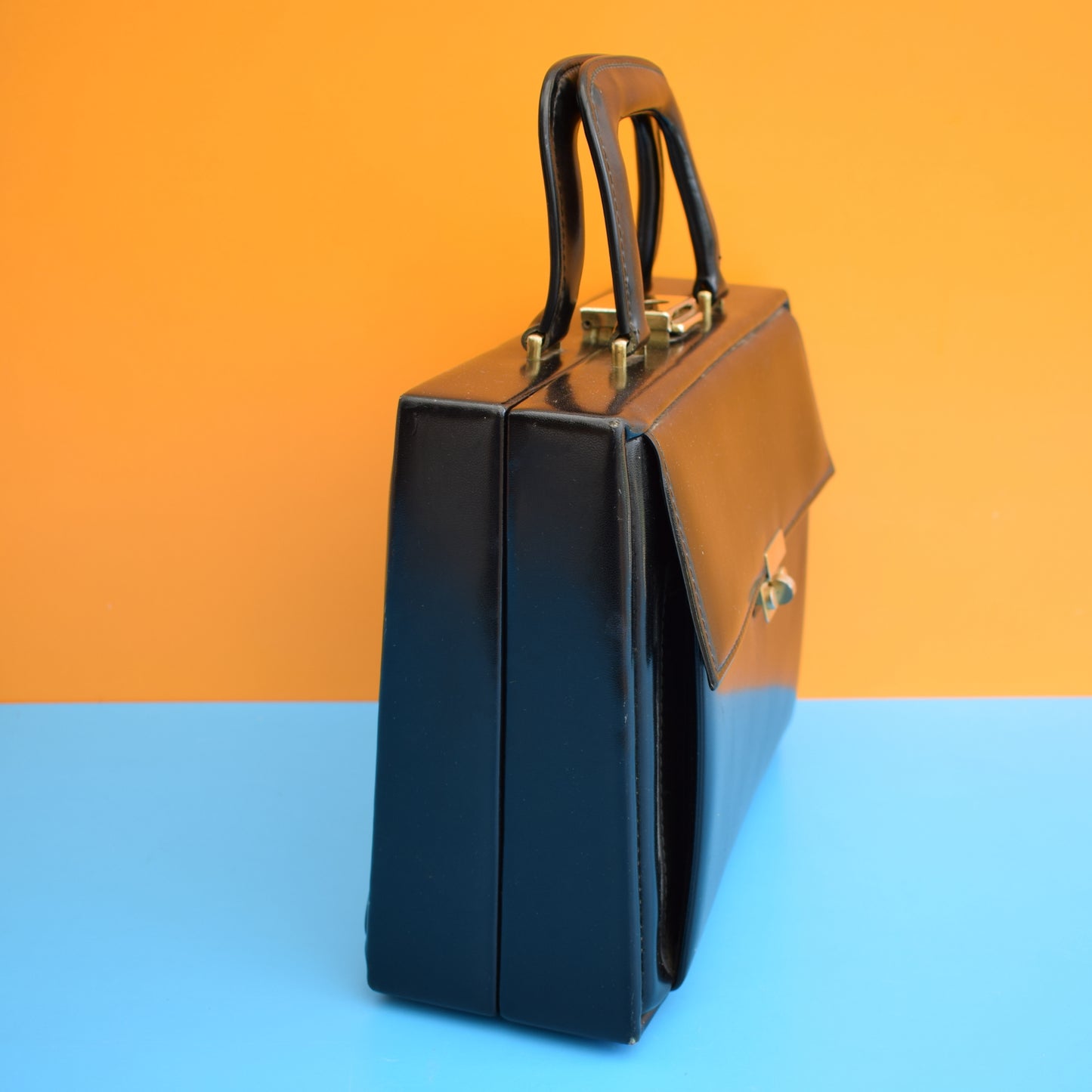 Vintage 1950s Leather Vanity Case - Black