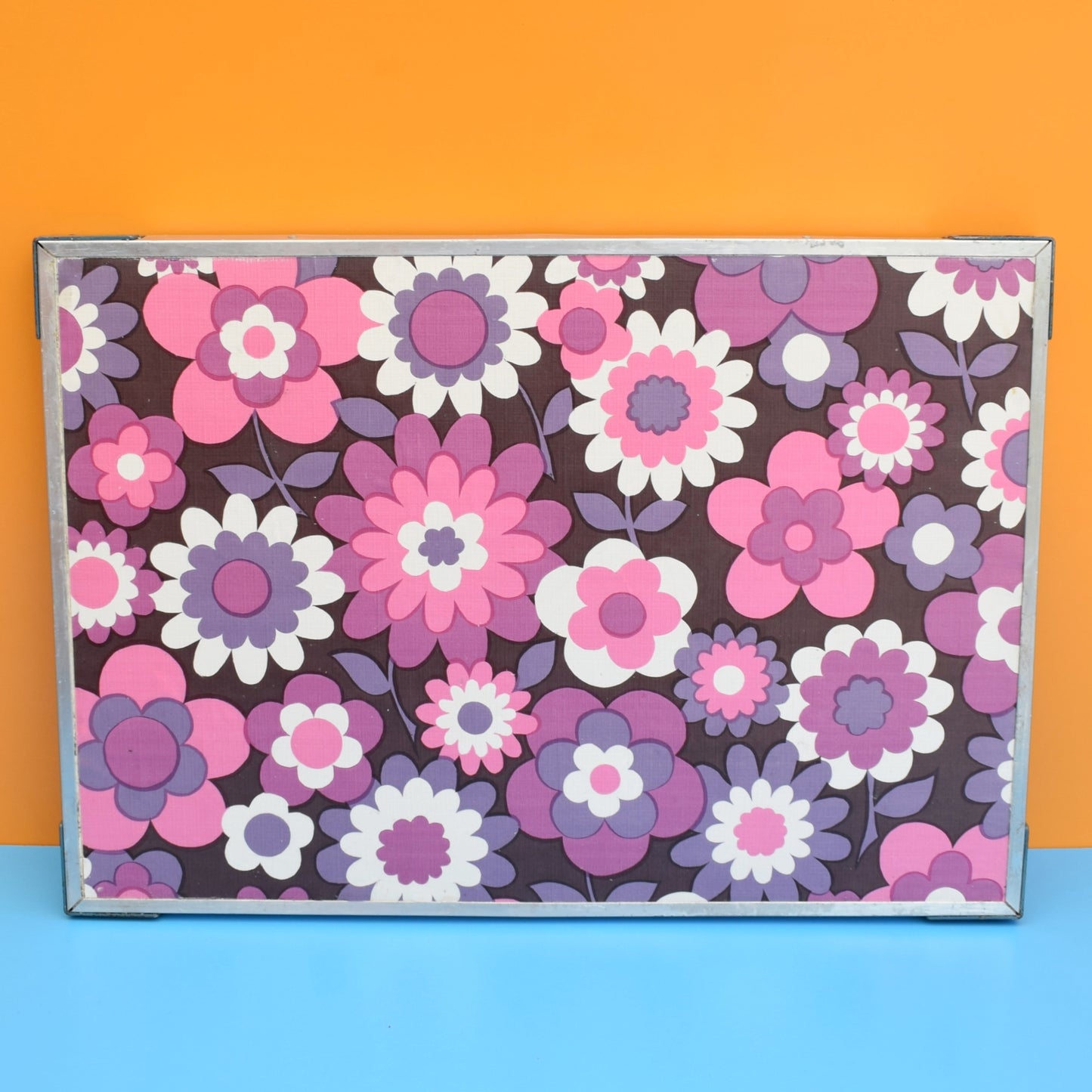 Vintage 1960s Folding Low Table - Flower Power - Purple