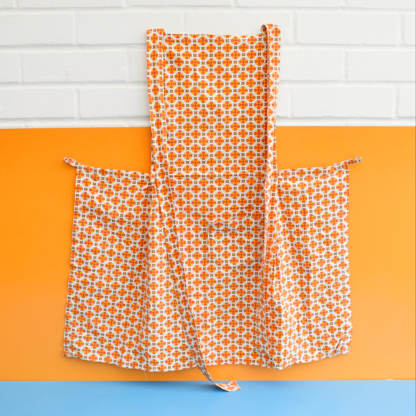 Vintage 1960s Flower Power Apron - Orange by Vintage