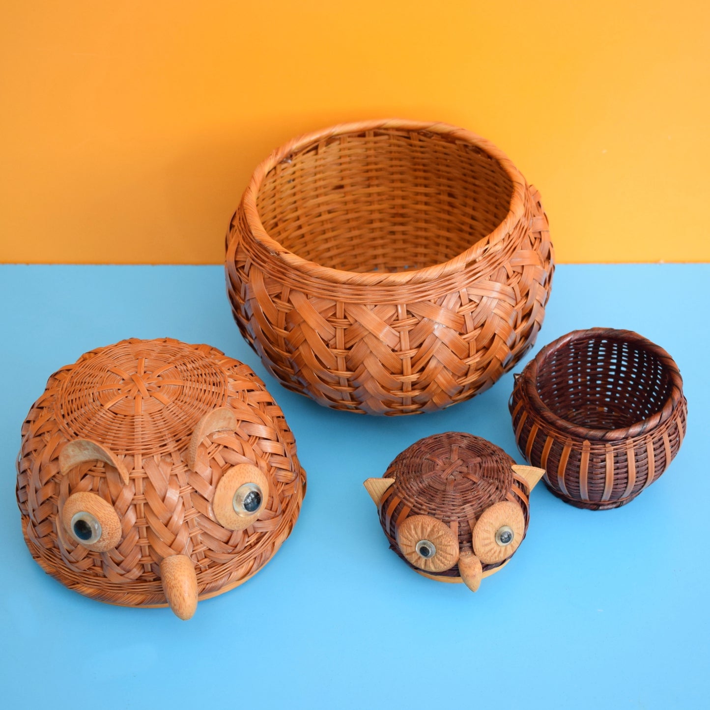Vintage 1970s Kitsch Owl Shaped Containers by Pineapple Retro