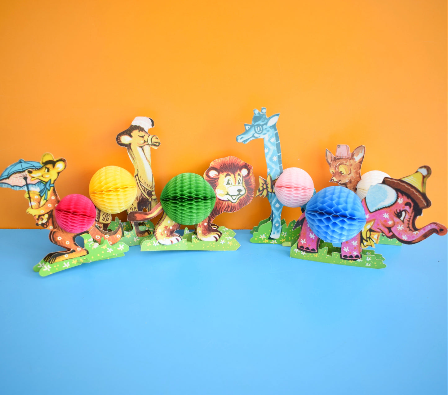 Vintage 1960s Honeycomb Paper Animals by Pineapple Retro