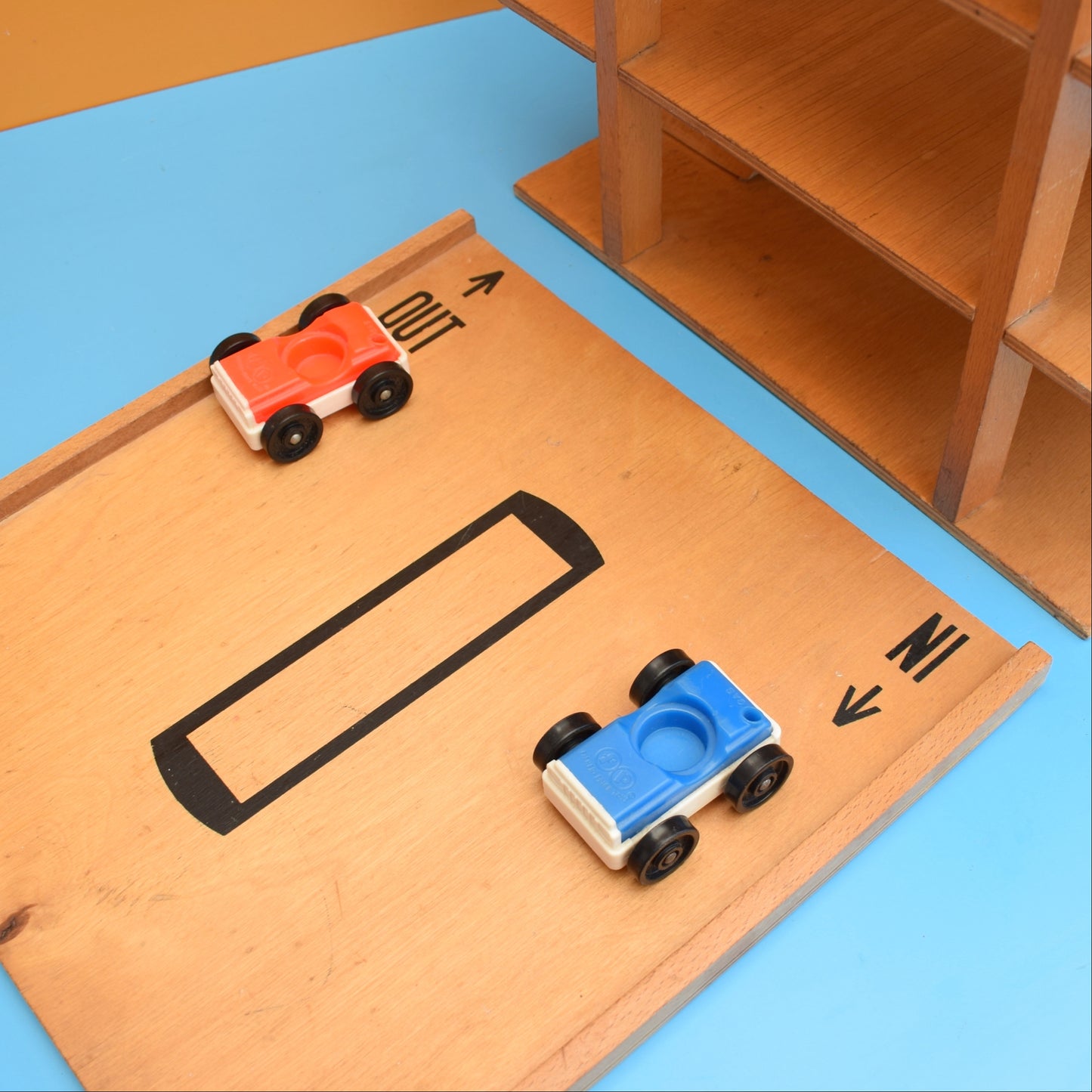 Vintage 1970s Wooden Multi Storey Car Park Toy