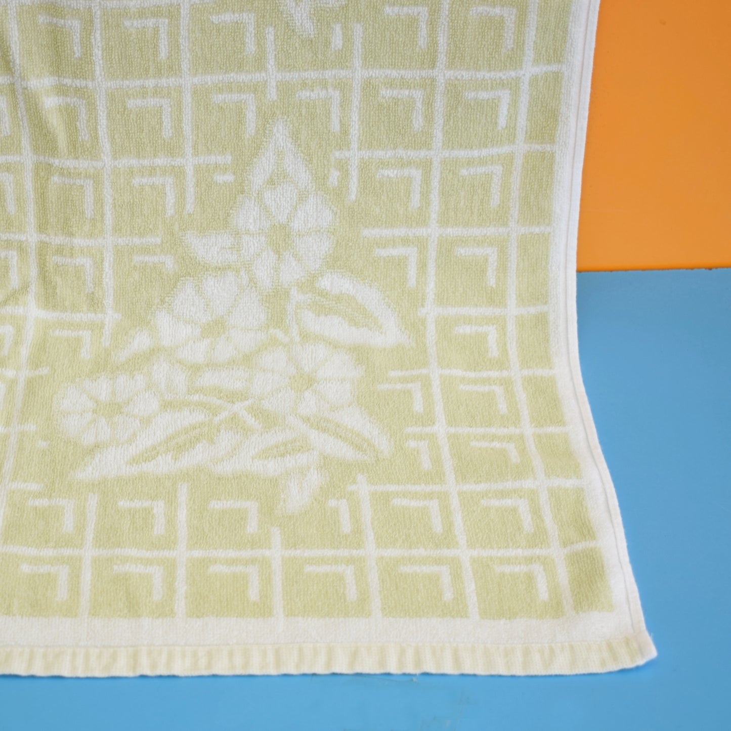 Vintage 1970s Cotton Bath Towel - Sage Green