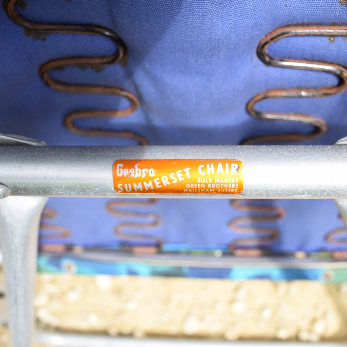 Vintage 1960s Folding, Padded Garden Chair - Blue