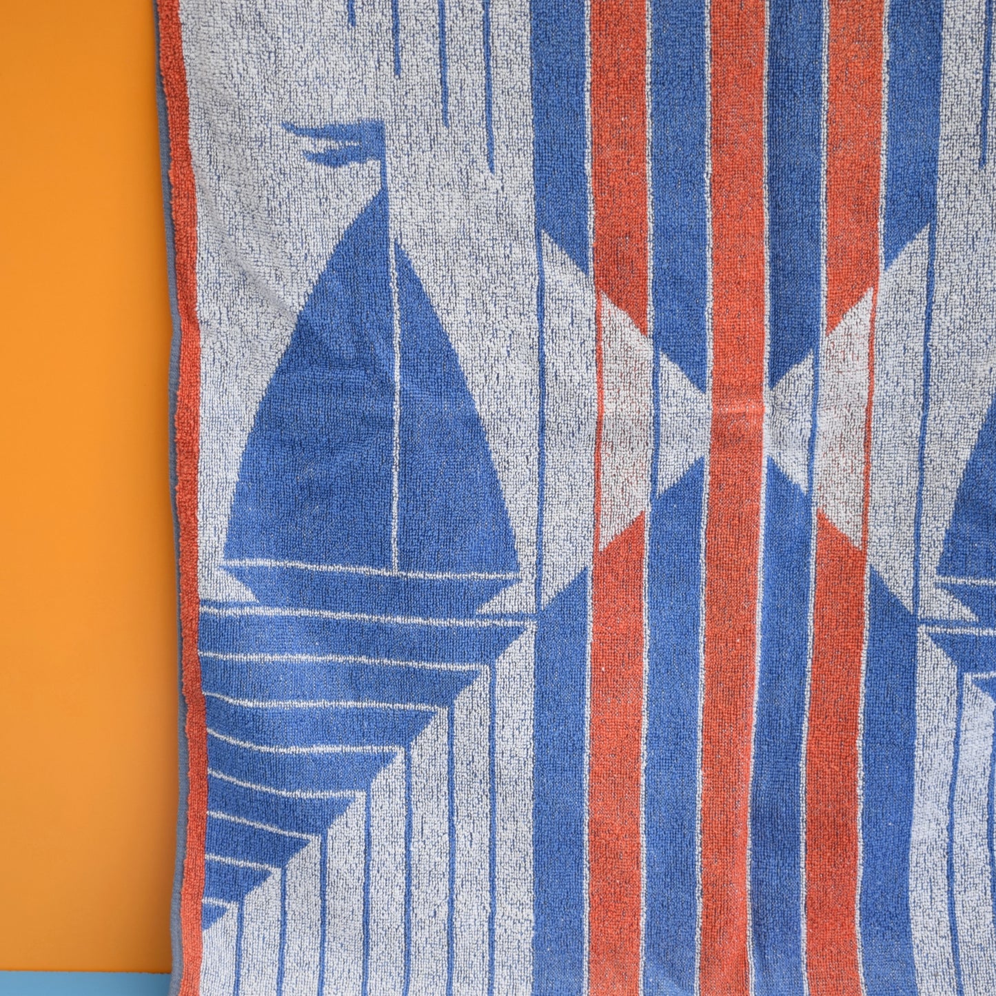 Vintage 1970s Cotton Towels- Boats