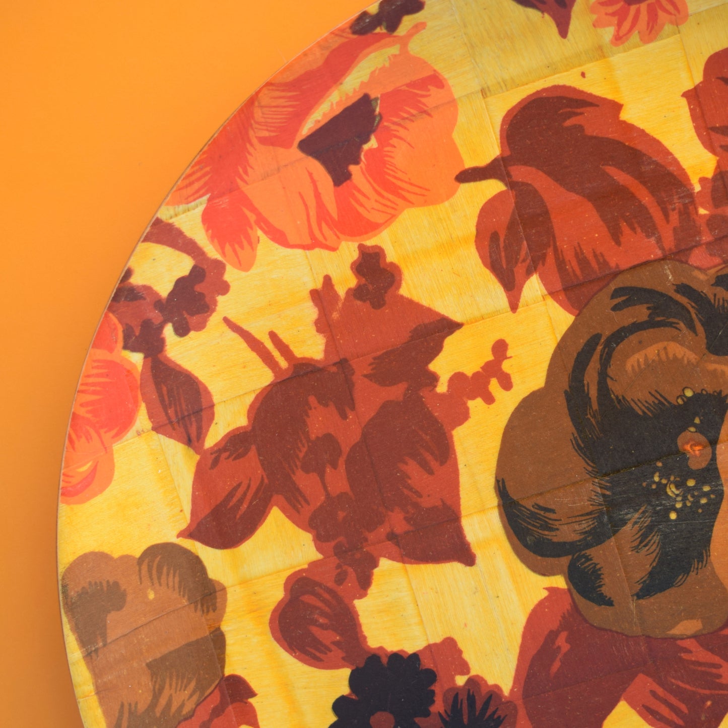 Vintage 1960s Wooden Trays - Flower Power Retro