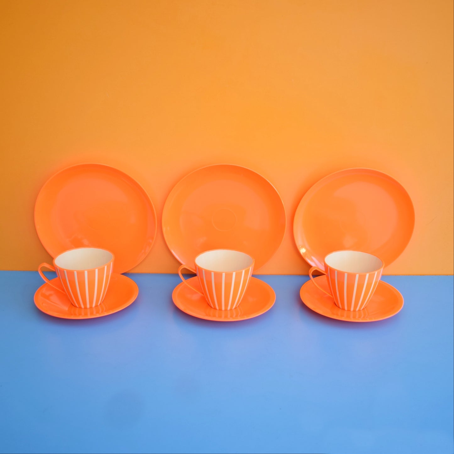 Vintage 1970s Plastic Set - Flo Orange by Pineapple Retro