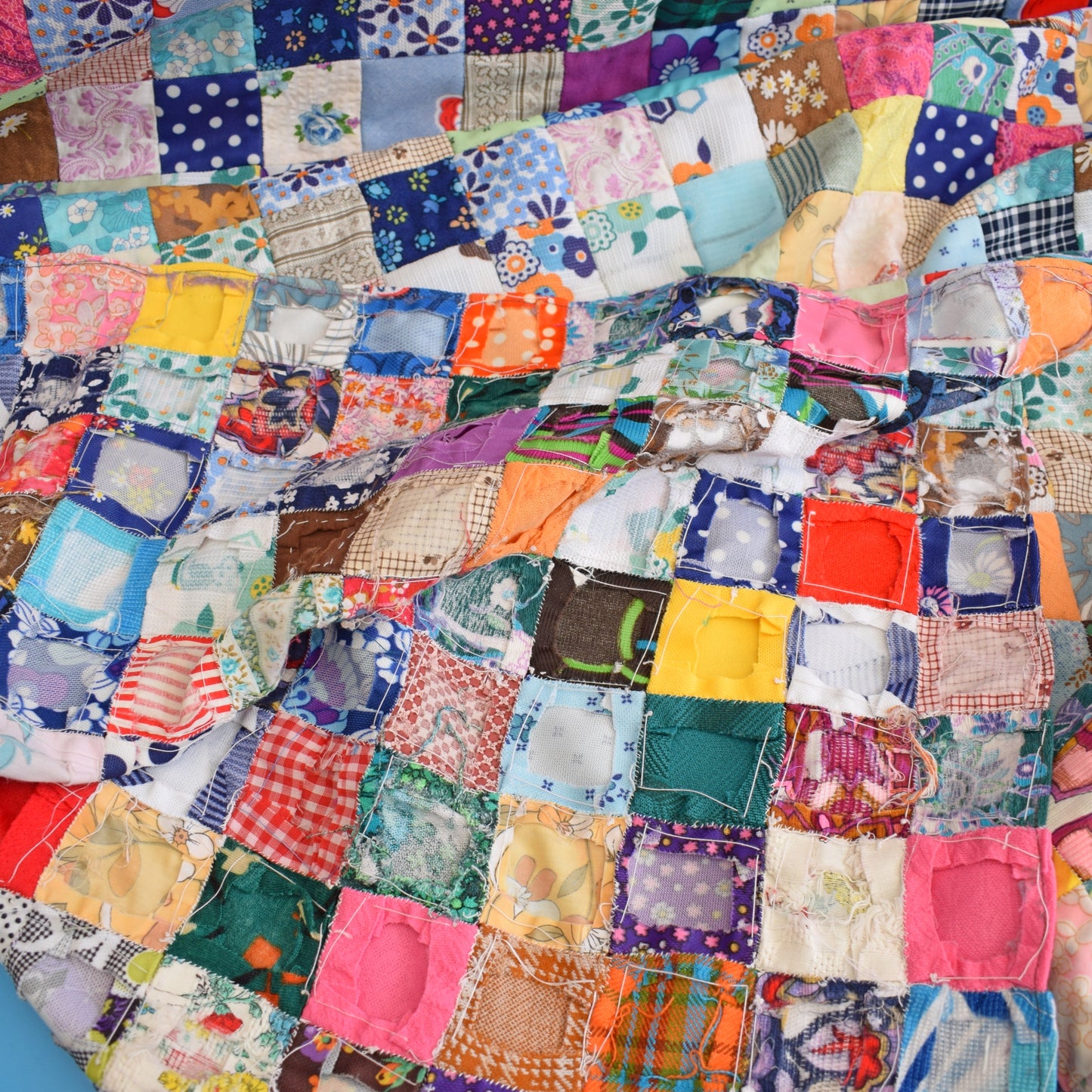 Vintage 1970s Fabric Patchwork Quilt / Sheet