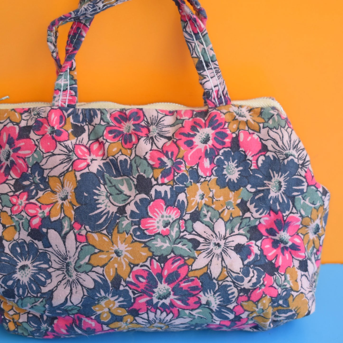 Vintage 1970s Wash Bag - Pink Floral