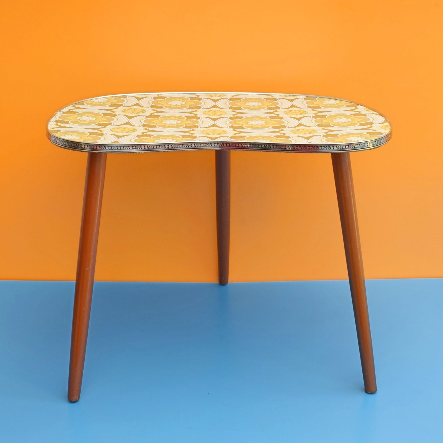 Vintage 1960s Kidney Shaped Side Table - Flower Power by Pineapple Retro