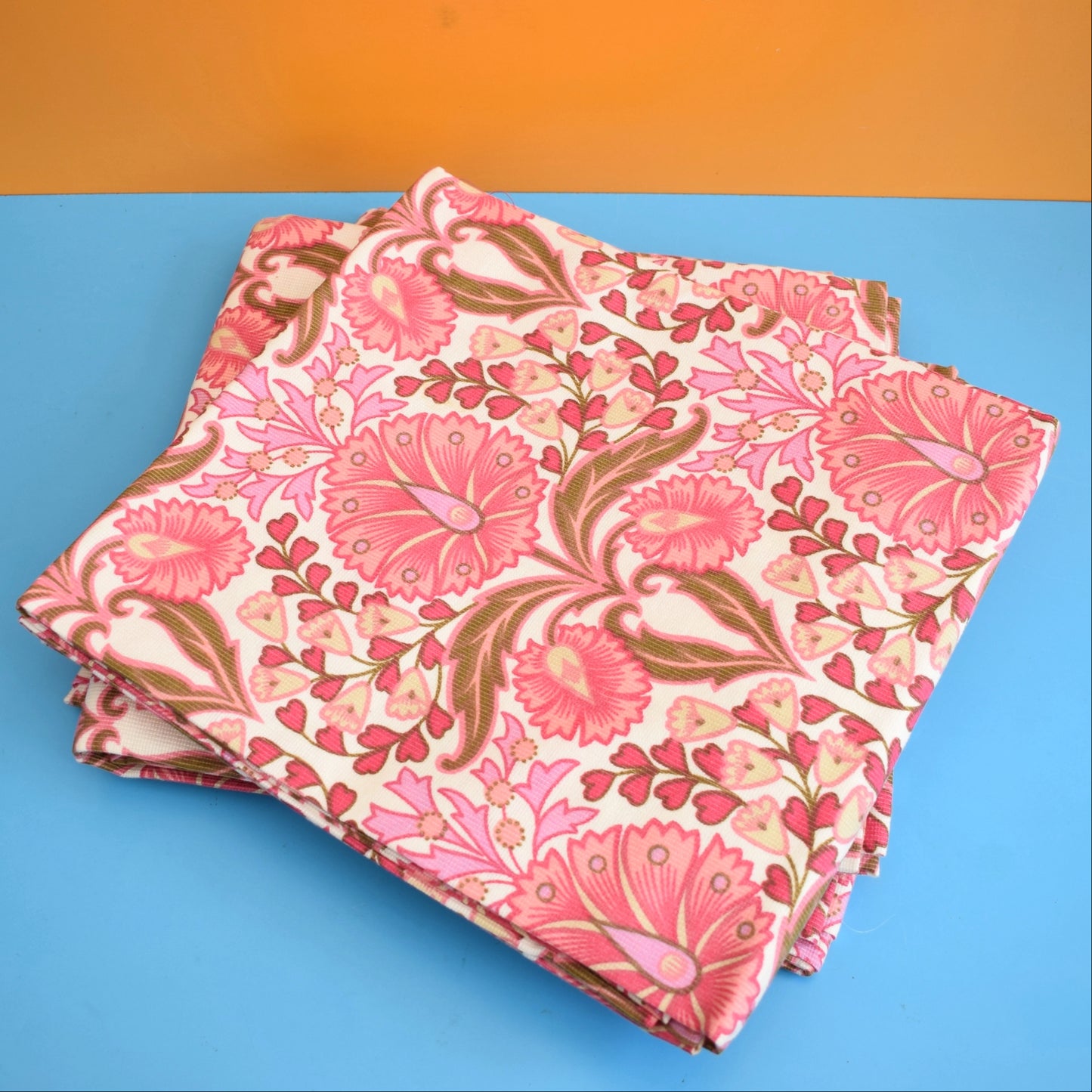 Vintage 1960s Curtains - Flower Power - Pink by Vintage