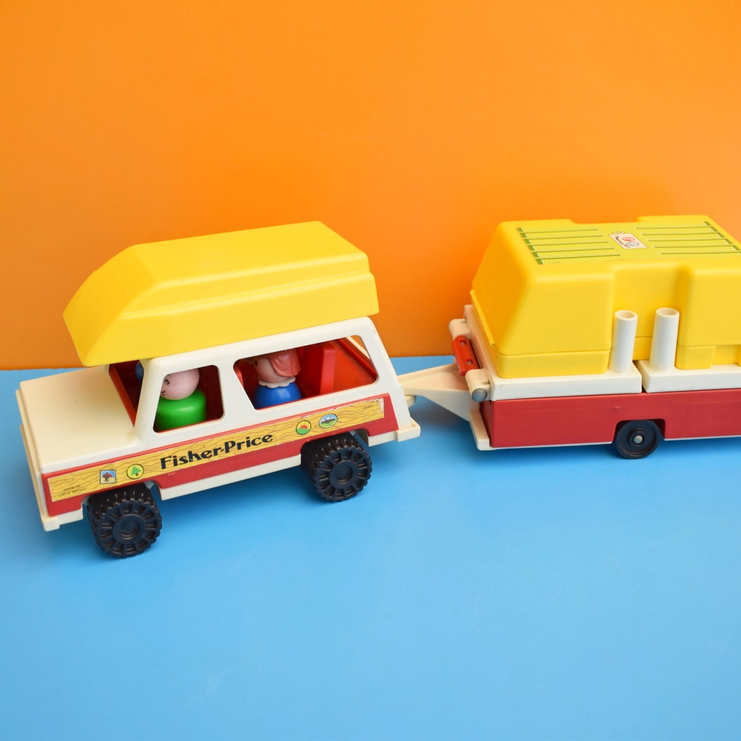 Vintage 1970s Plastic Fisher Price Car & Trailer