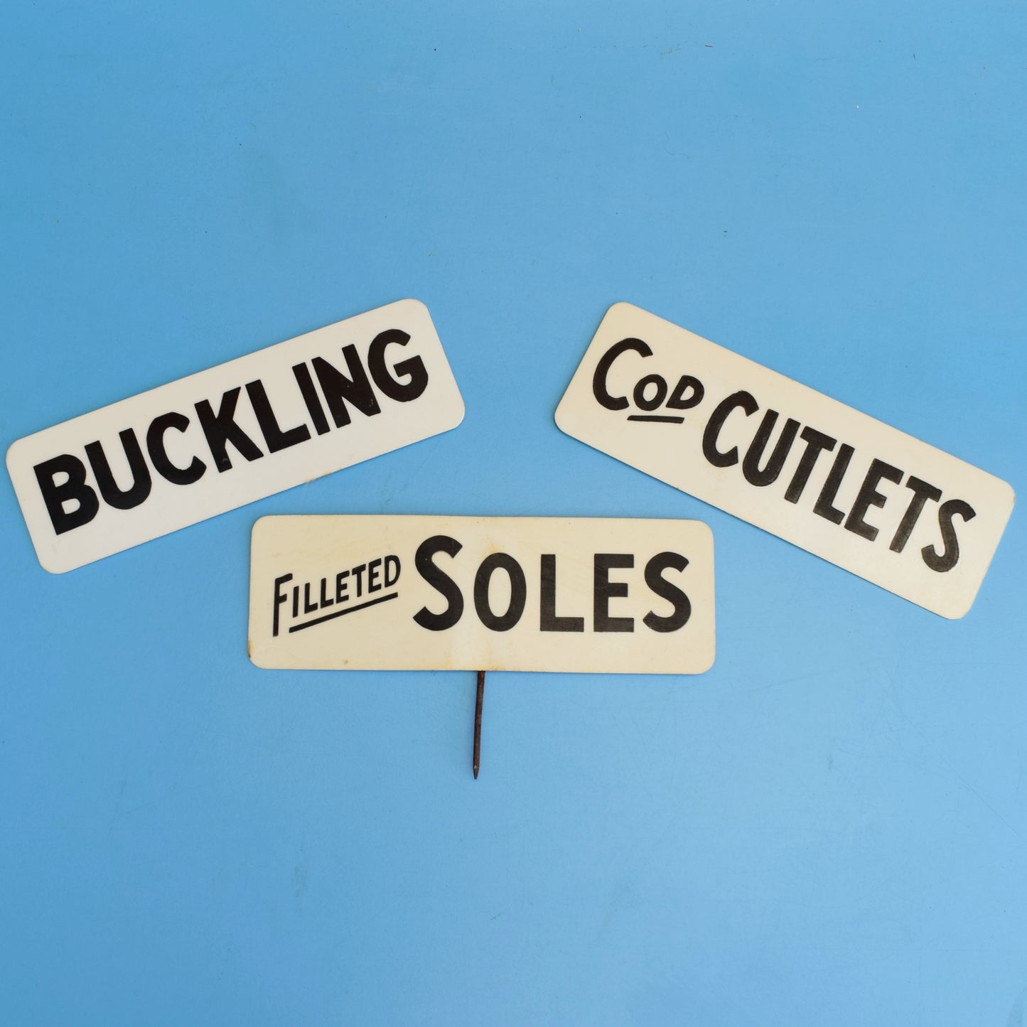 Vintage 1960s Plastic Fish Counter Signs by Pineapple Retro