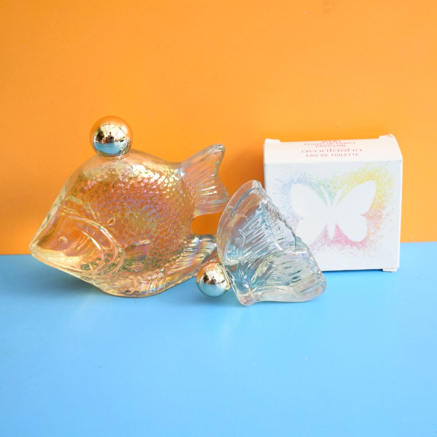 Vintage 1970s Avon Iridescent Bottles by Pineapple Retro