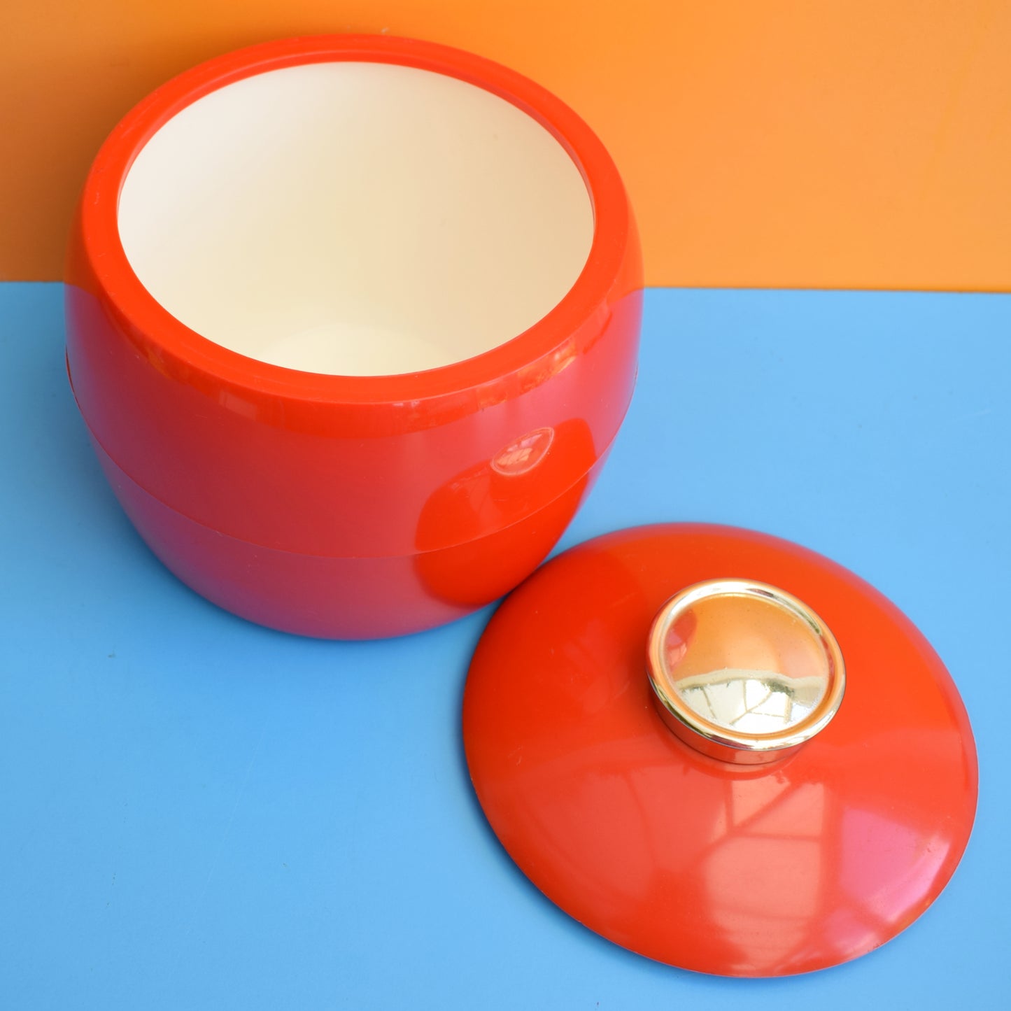 Vintage 1960s Plastic Ice Bucket - Embee - Tomato Red by Pineapple Retro