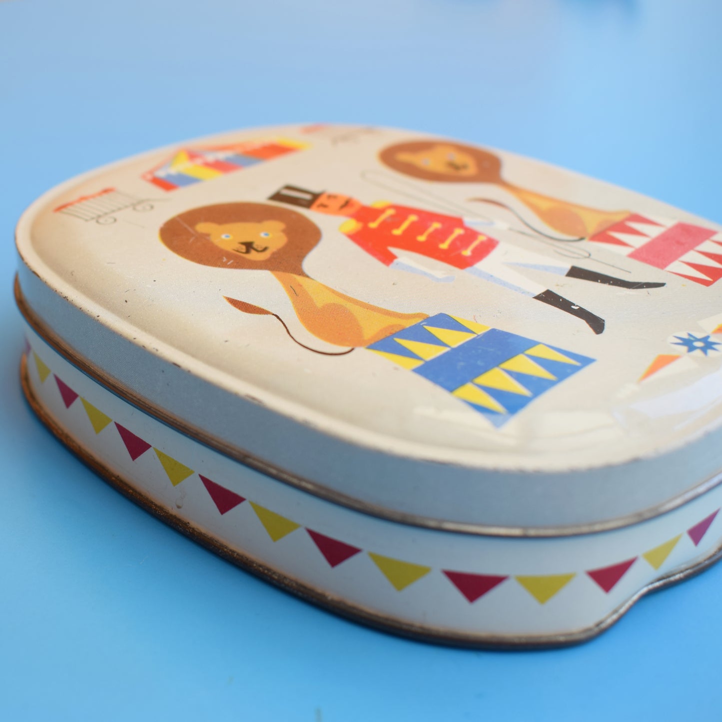Vintage 1960s Sharps Toffee Tin - Circus Theme - Lions .