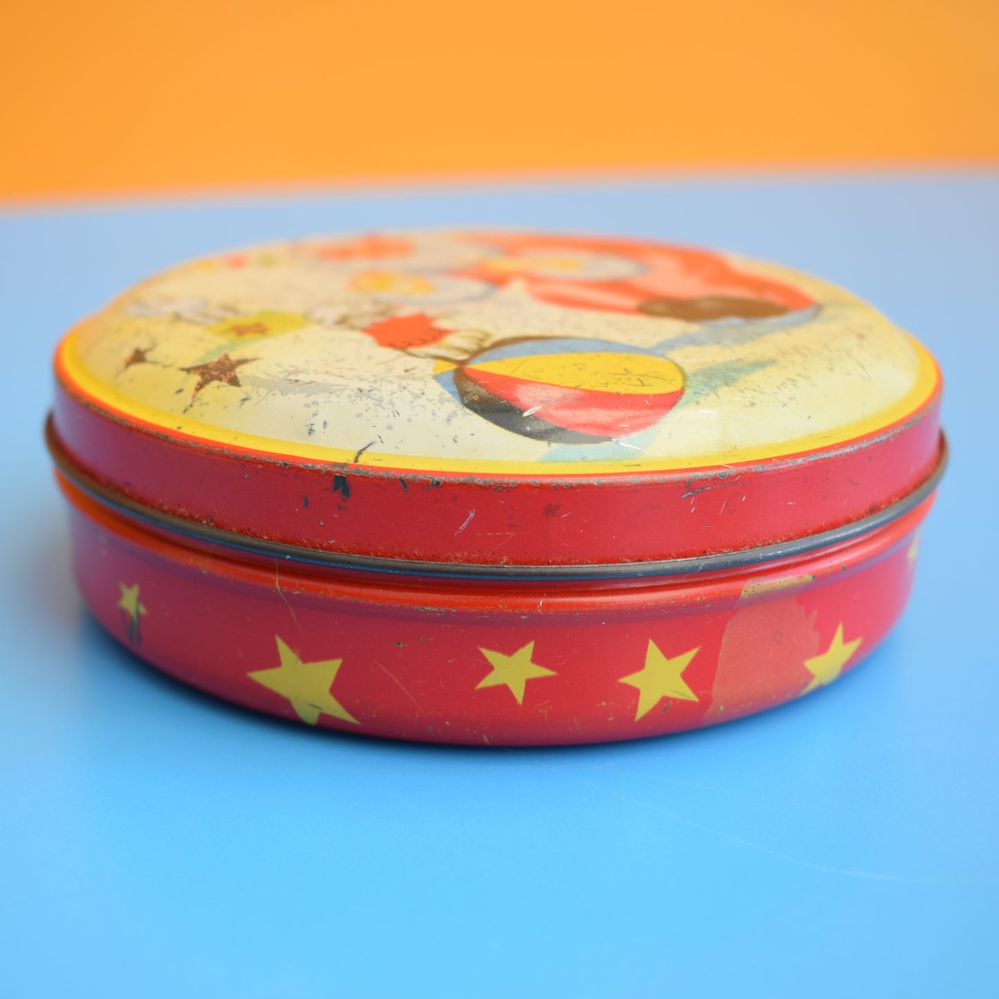 Vintage 1960s Small Round Toffee Tin - Clown