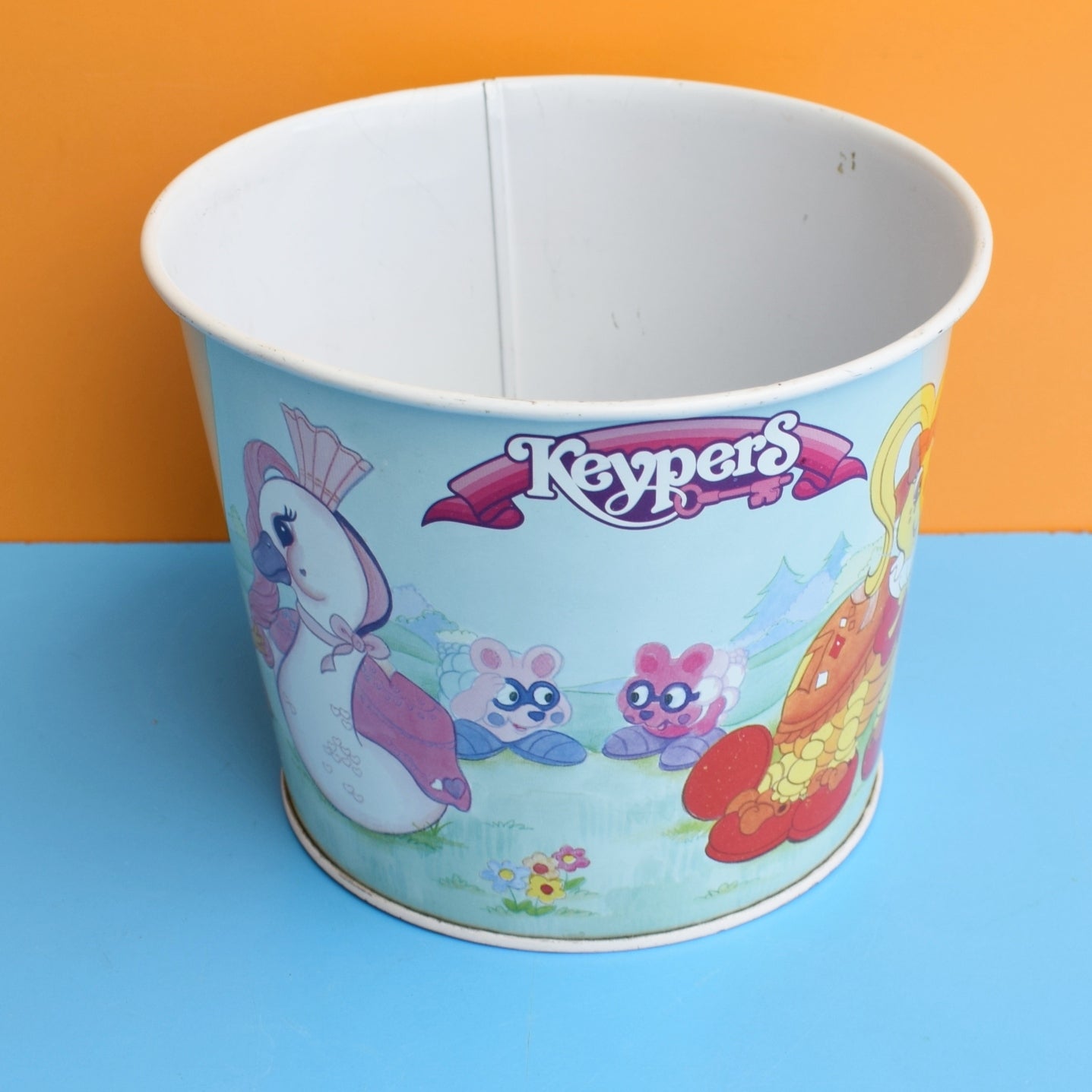 Vintage 1980s Metal Waste Paper Bin - Keepers