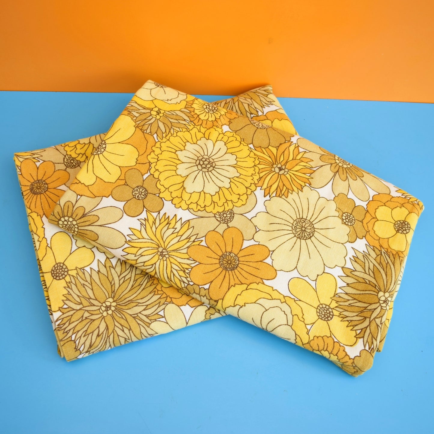 Vintage 1960s Curtains - Flower Power - M&S -Yellow .