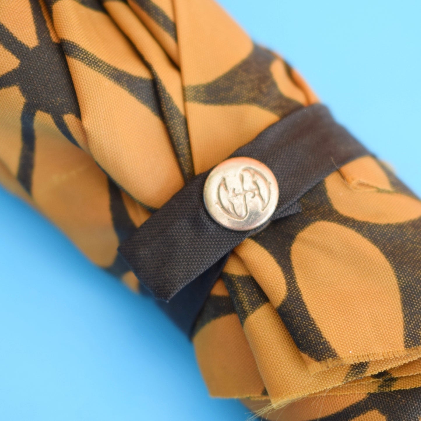 Vintage 1970s Umbrella - Flower Power - Brown