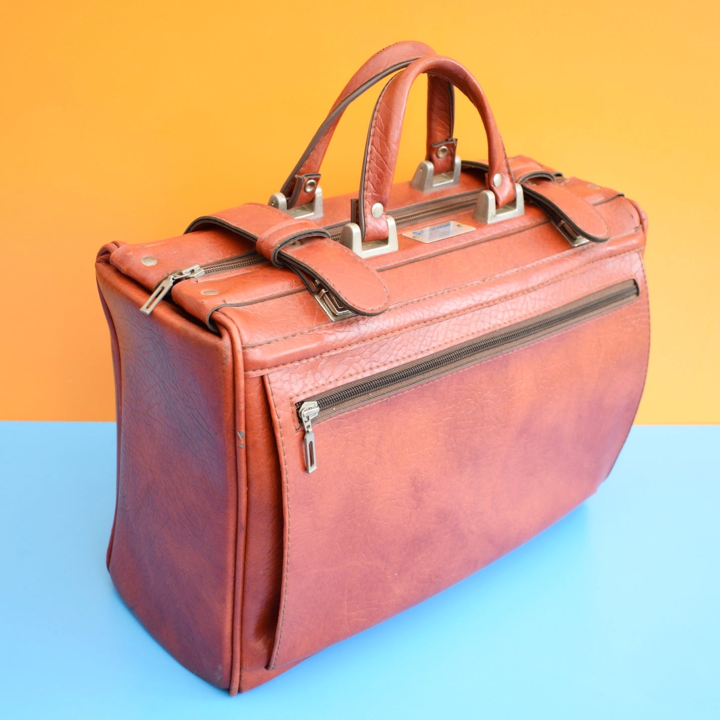 Vintage 1970s Finnair Vinyl Cabin Bag - Conker Brown