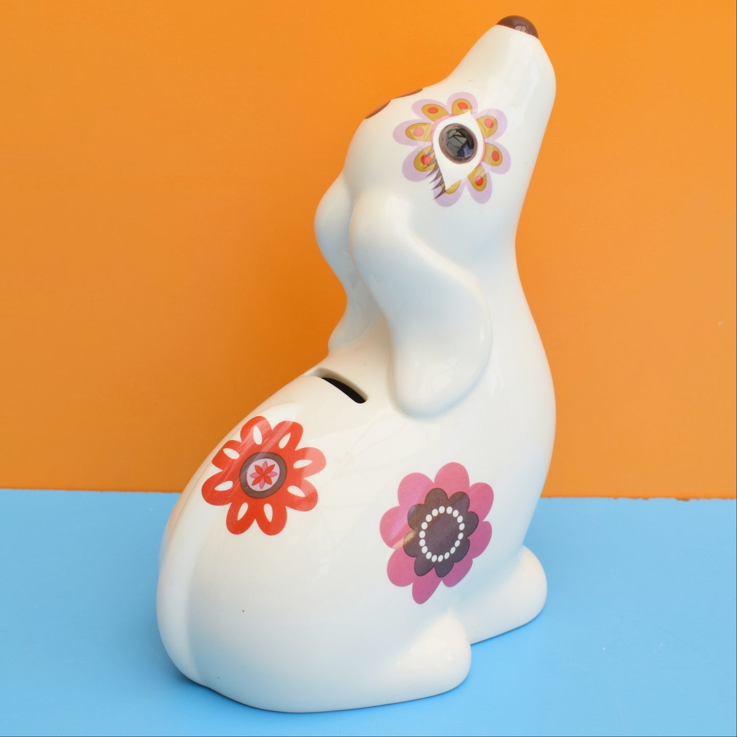 Vintage 1970s Dog Money Box - Flower