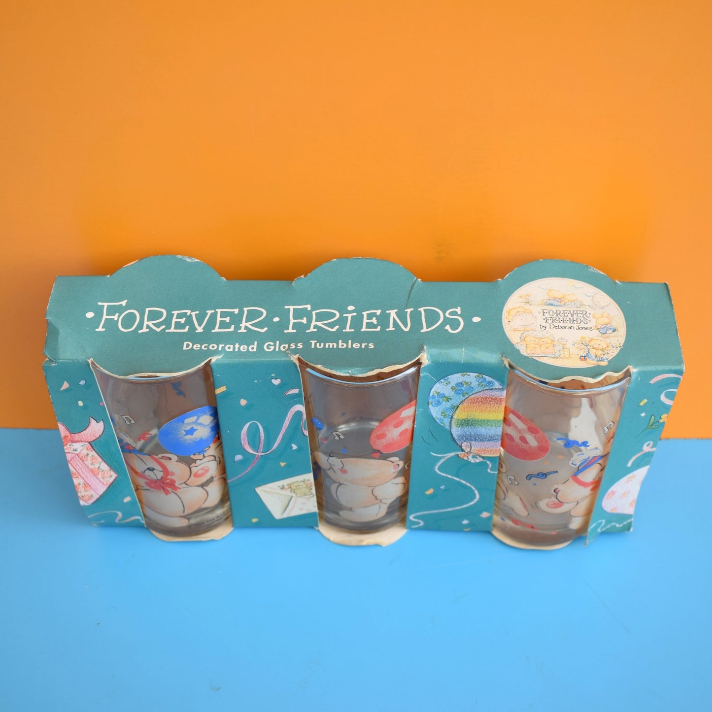Vintage 1990s Drinking Glasses - Forever Friends - Unused by Pineapple Retro