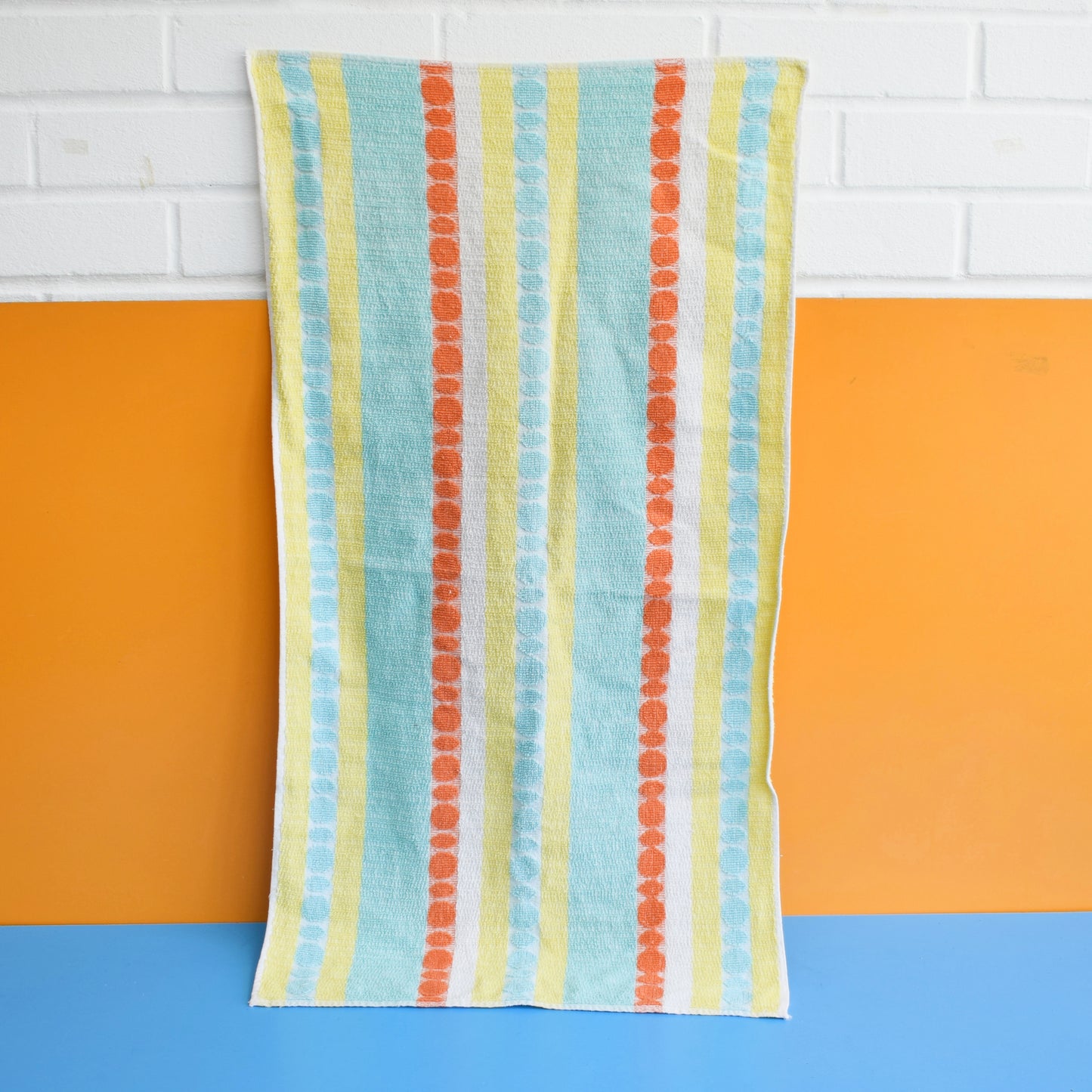 Vintage 1960s Cotton Towel - Striped / Spots by Pineapple Retro