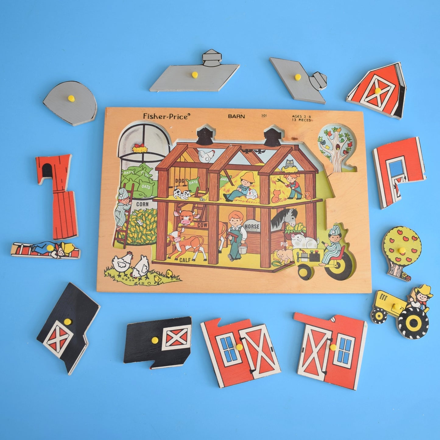Vintage 1970s Wooden Farm Jigsaw Puzzle - Fisher Price by Pineapple Retro