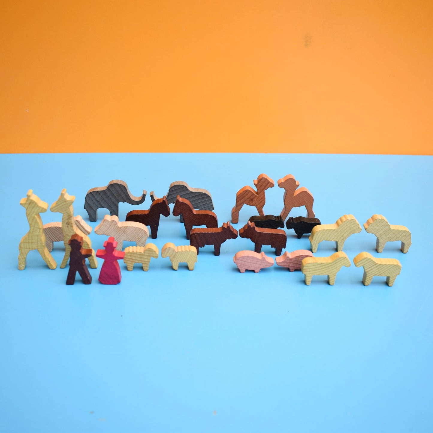 Vintage 1970s German Wooden Noah's Ark Figures by Pineapple Retro