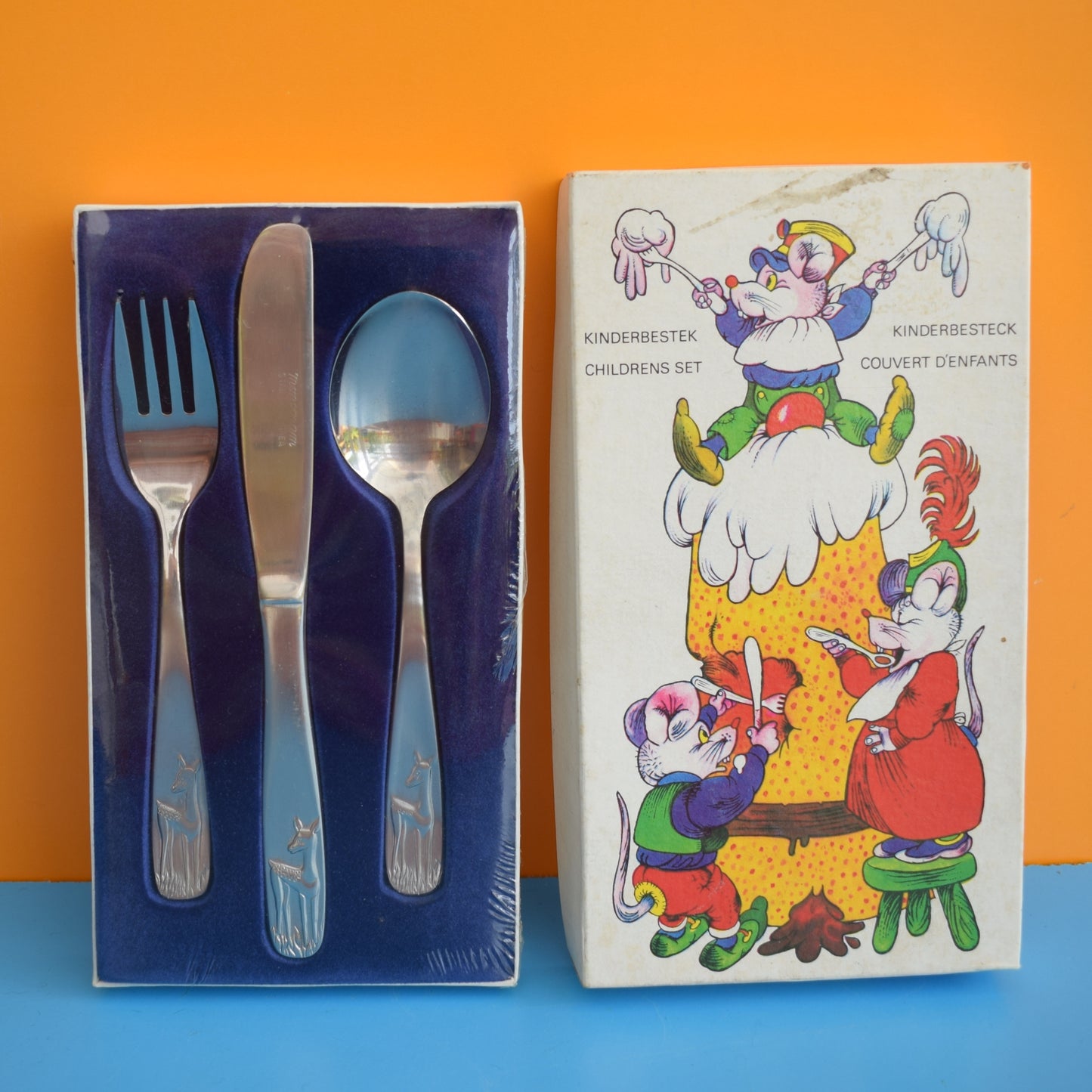 Vintage 1970s Boxed Kids Cutlery Set - Bambi