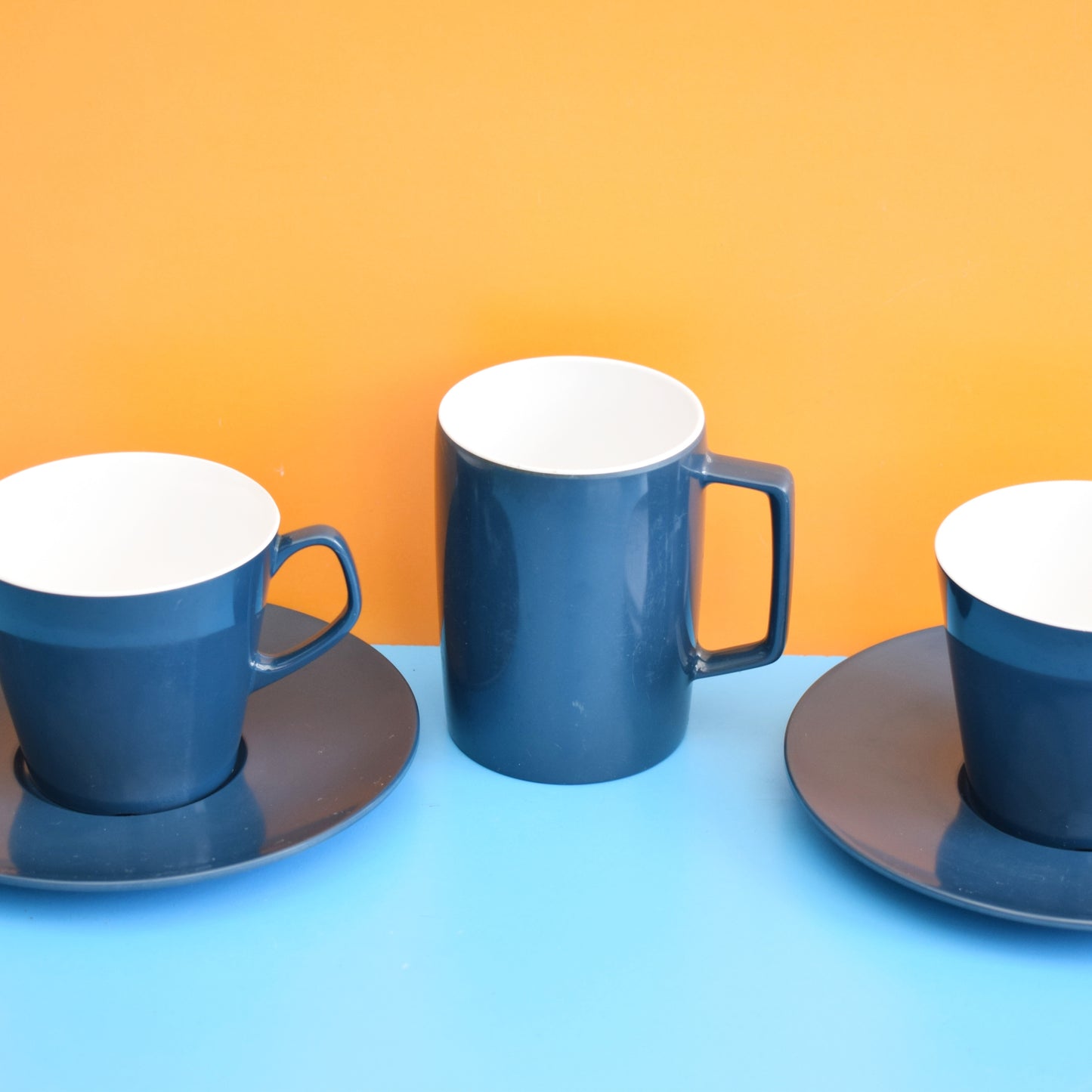 Vintage 1970s Melamine Plastic - Navy Blue