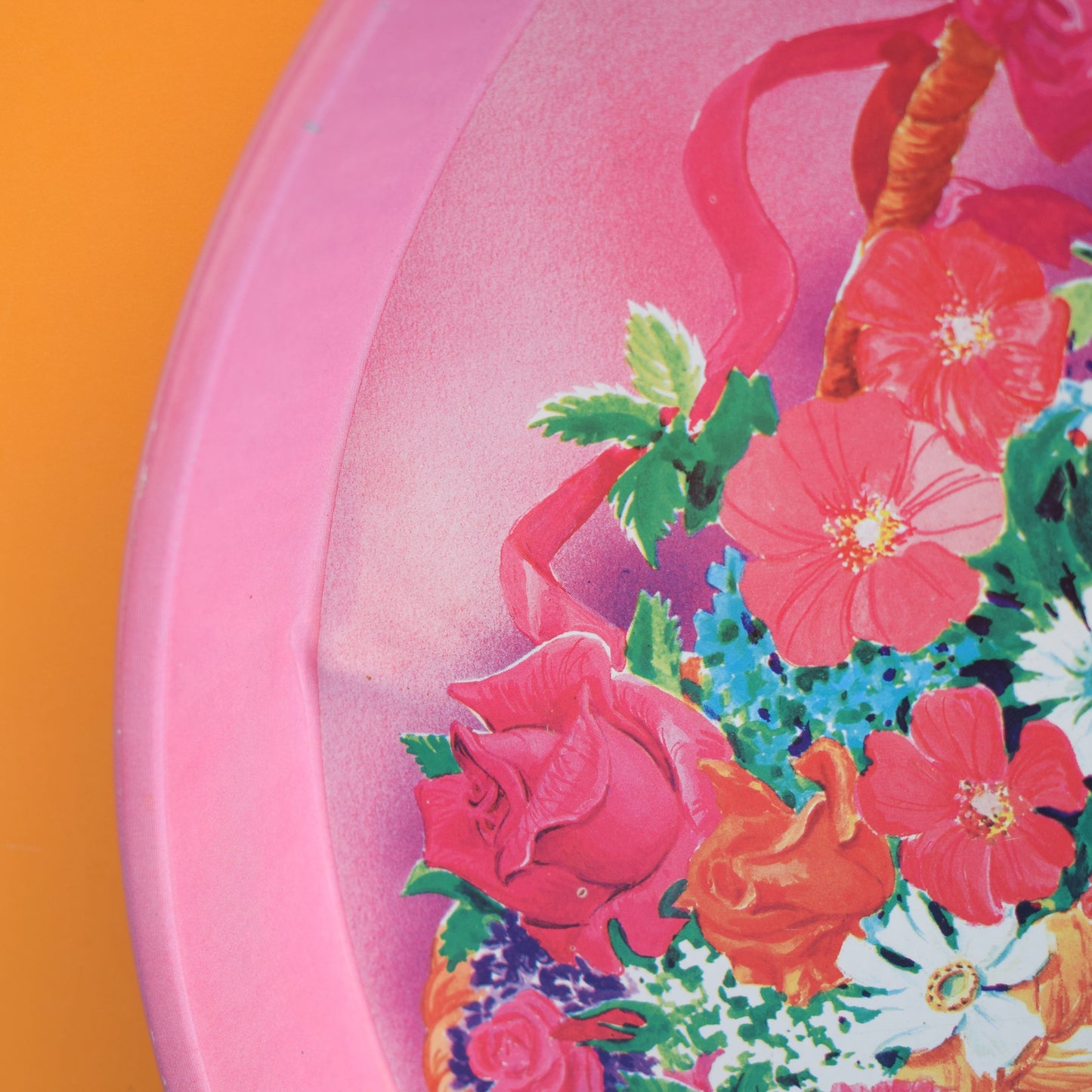 Vintage 1980s Tin Round Tray - Garden