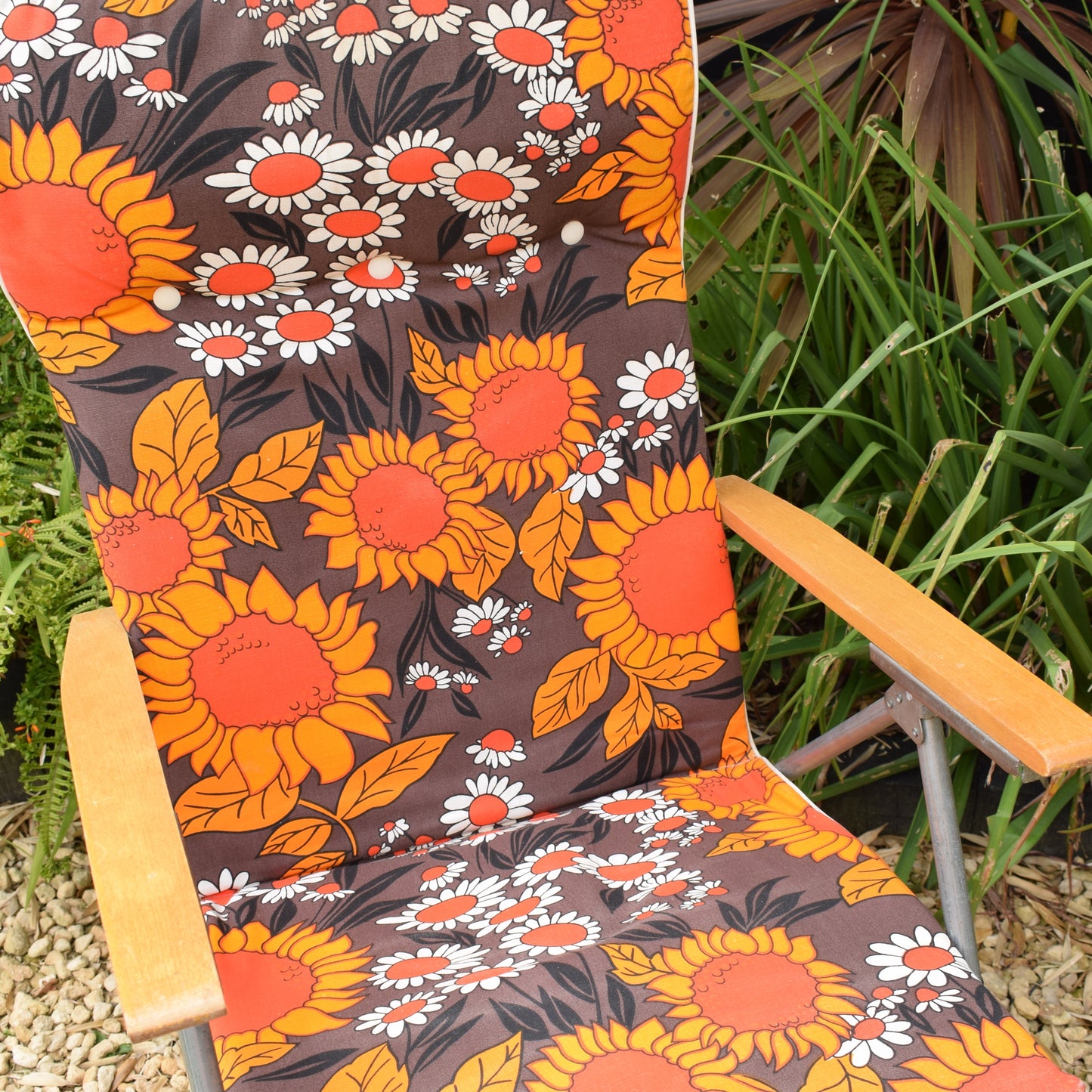 Vintage 1960s Reclining Garden Chair - Orange