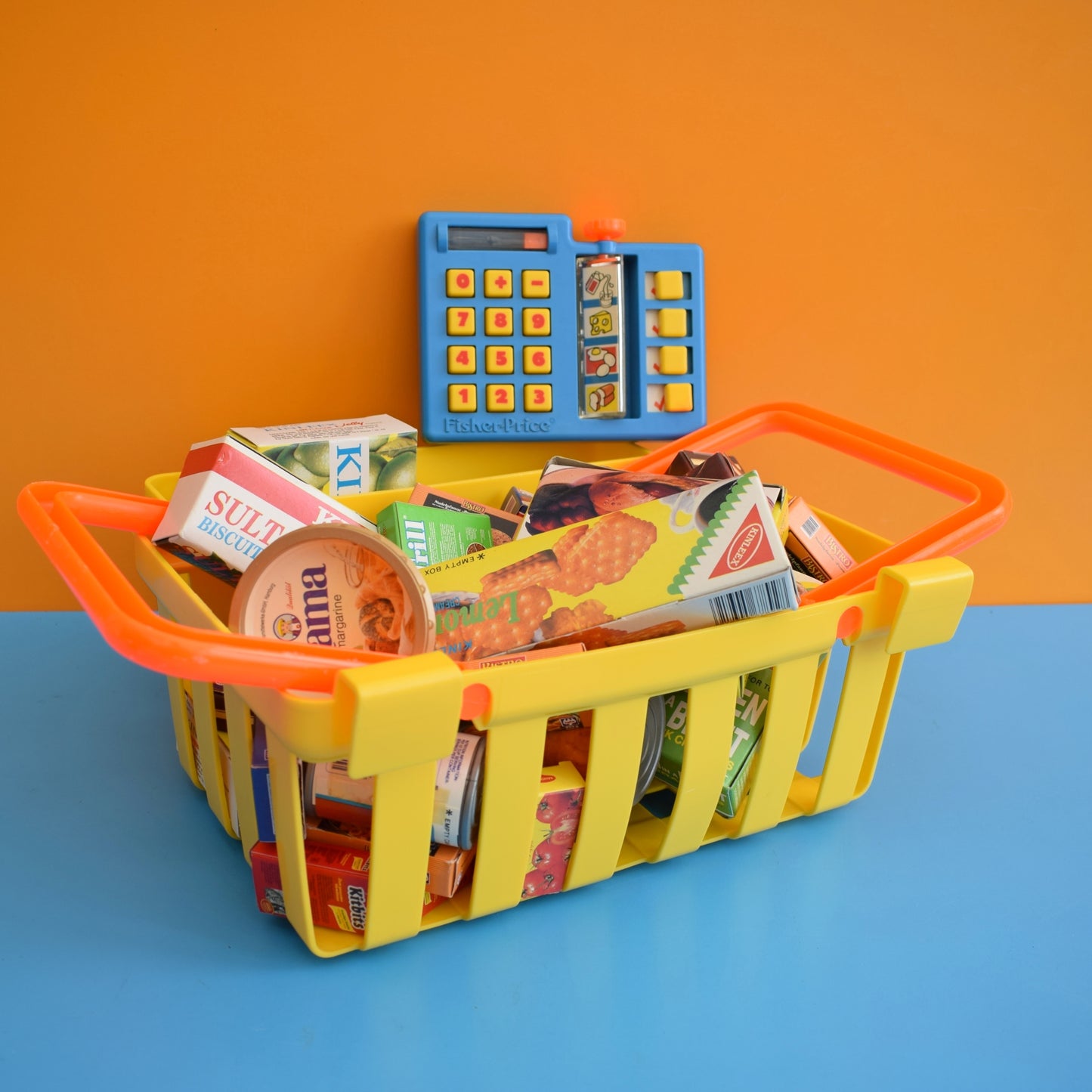 Vintage 1980s Fisher Price Shopping Basket / Food