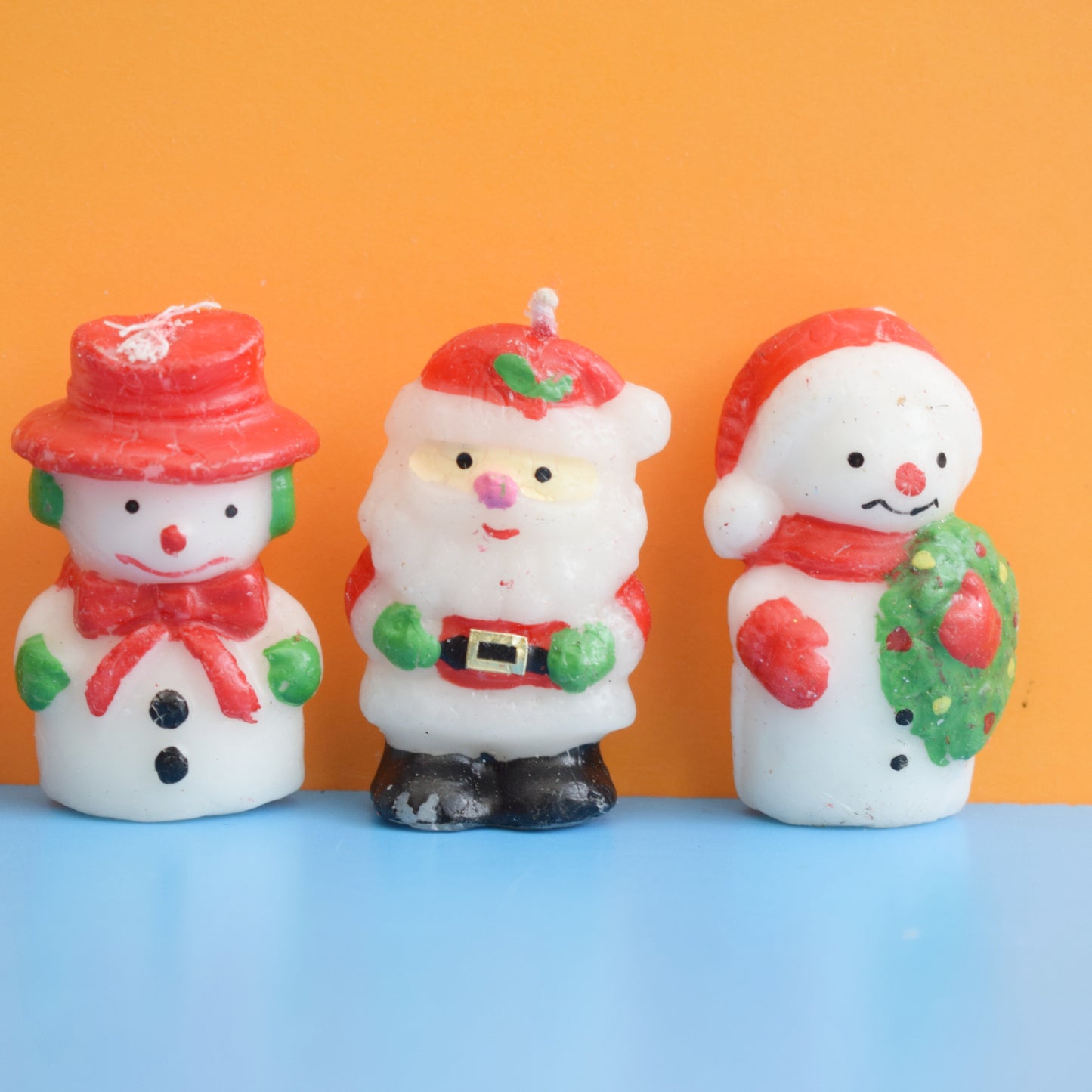 Vintage 1970s Kitsch Christmas Candles x4