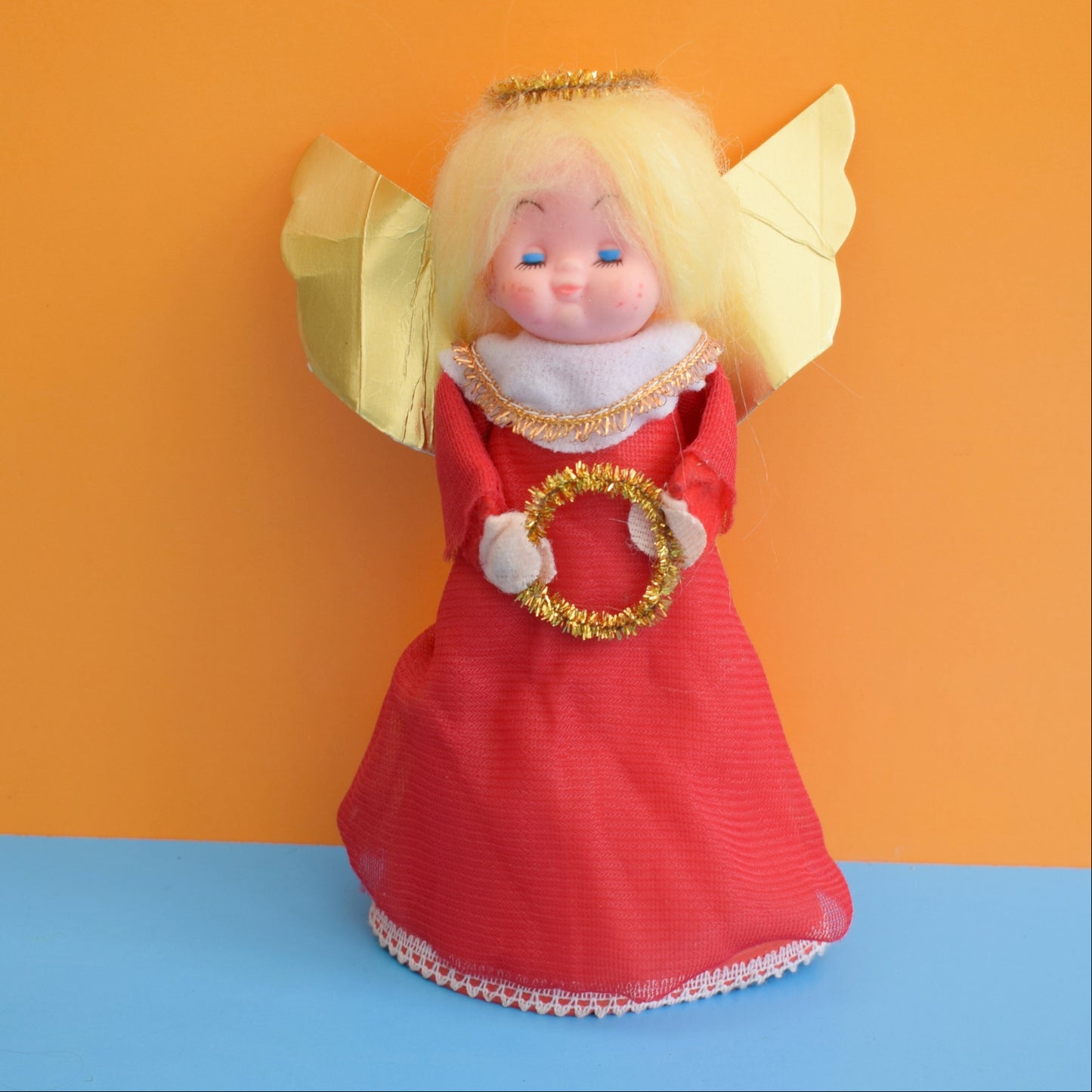 Vintage 1970s Kitsch Christmas Fairy - Red by Pineapple Retro