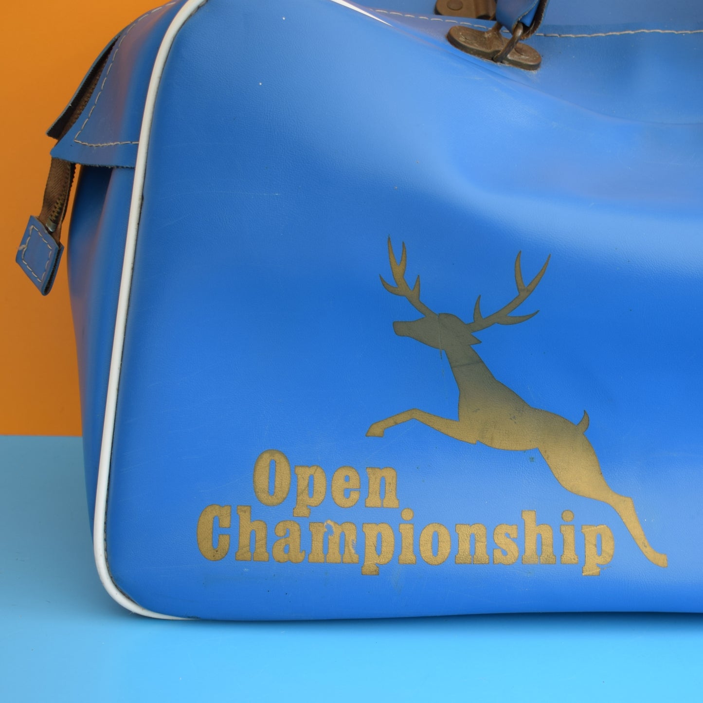 Vintage 1970s Large Sports Bag - Blue Vinyl