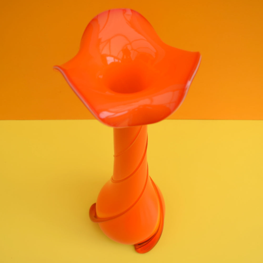Vintage 1960s Italian Cased Glass Vase - Orange