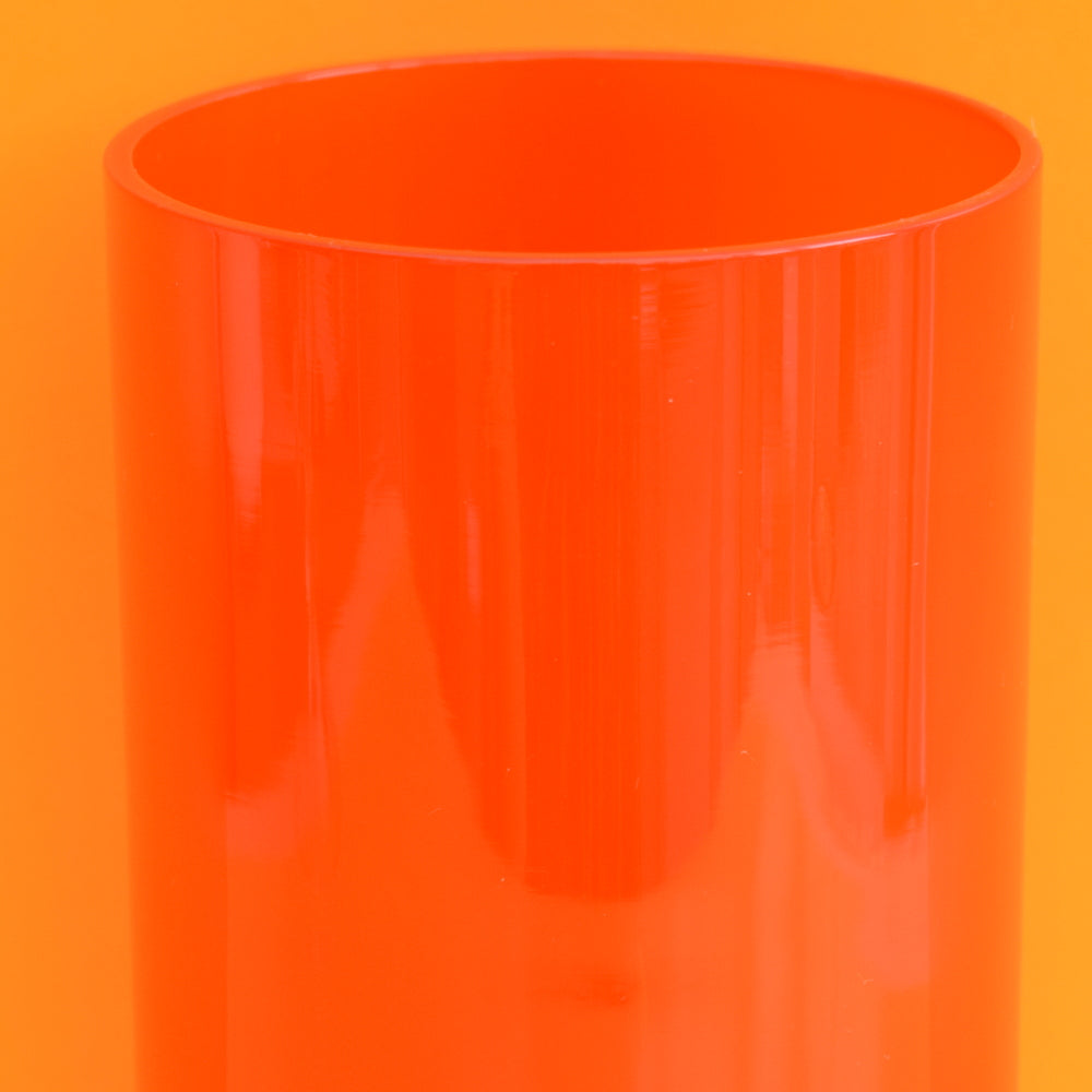 Vintage 1960s Italian Glass Cylinder Vase - Orange