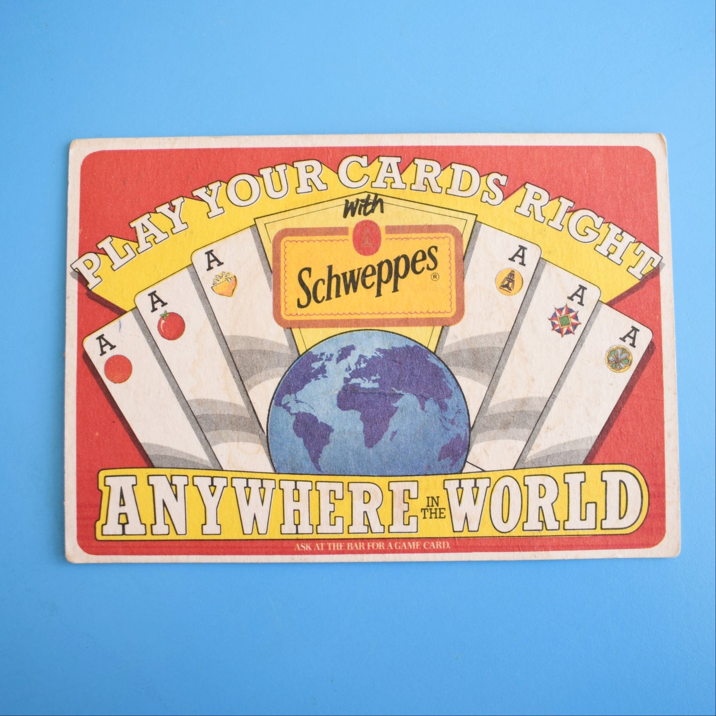 Vintage 1970s Schweppes Beer Mats- Anywhere in the World by Pineapple Retro